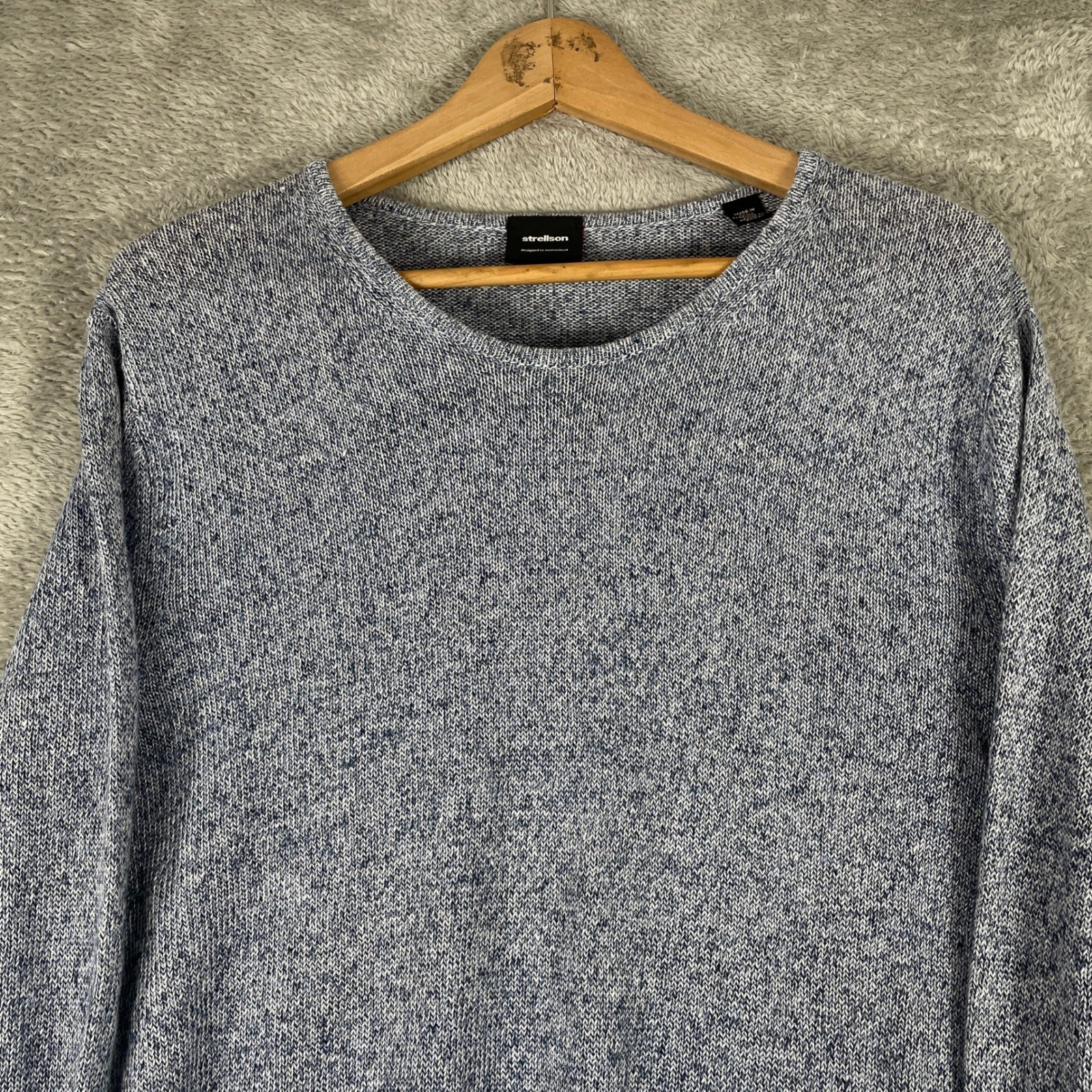 Strellson Knit Sweater Pullover Mens Large Blue Heathered Jumper Switzerland