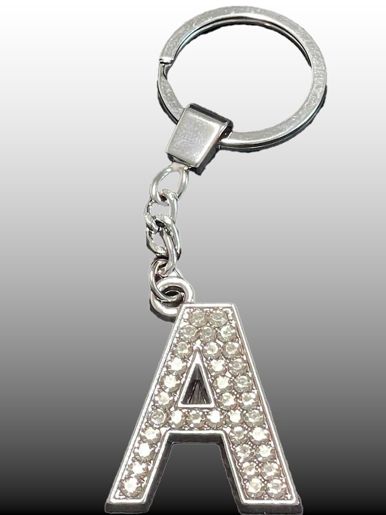Sparkling Silver Rhinestone Letter Keychain