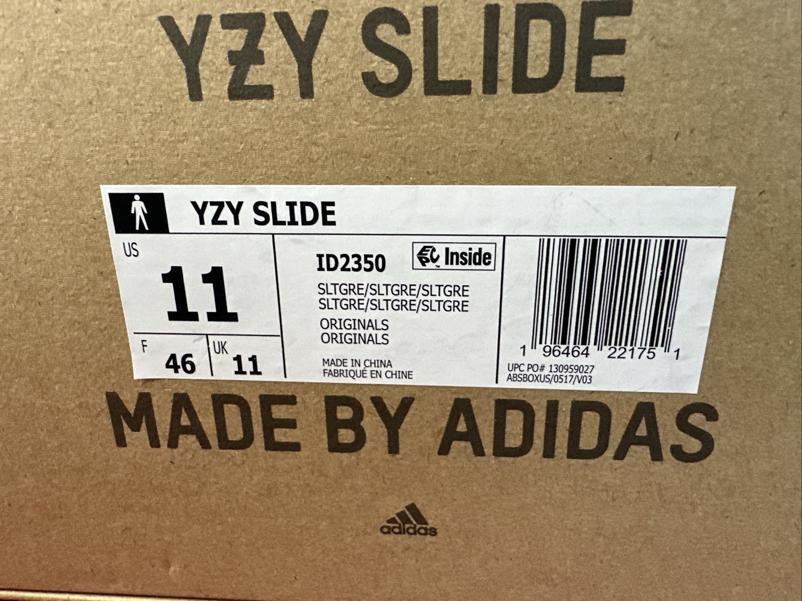 adidas Yeezy Slides Slate Grey ID2350 Men’s Size 11 NIB