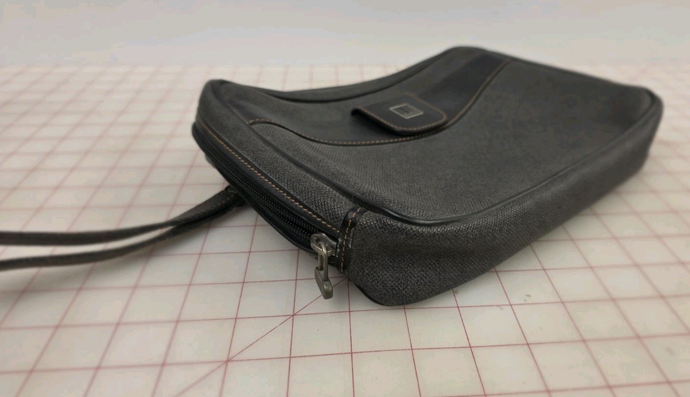 Dunhill Gray Leather Clutch Bag for Men 7.9×11 inches Genuine Leather Trim
