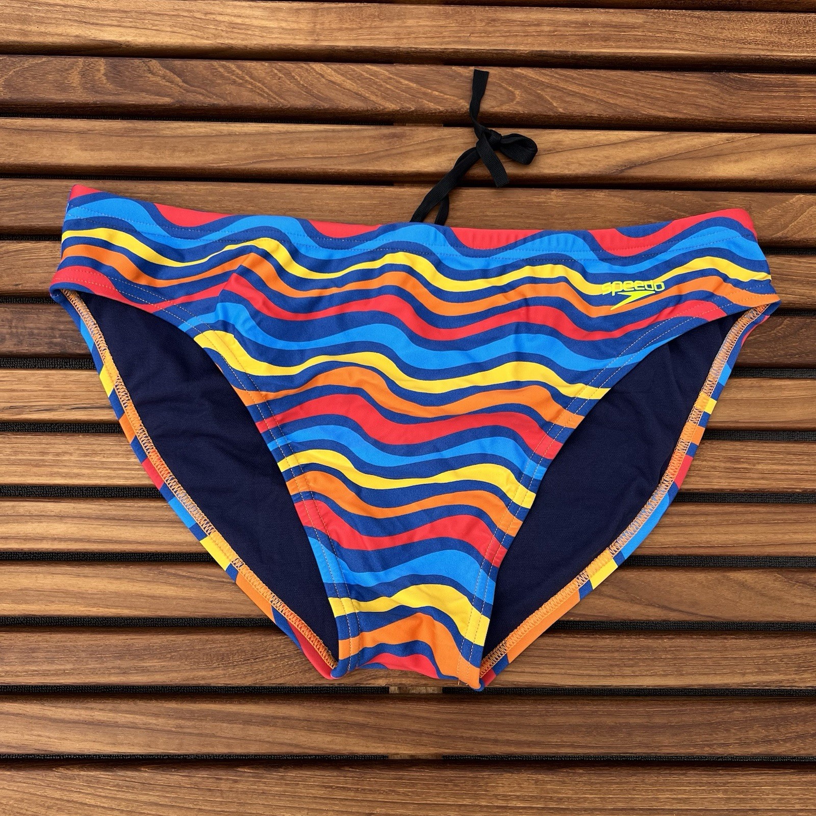 Speedo Men vibrant orange print swim Brief bikini Swimwear size 30 32 34 36 38
