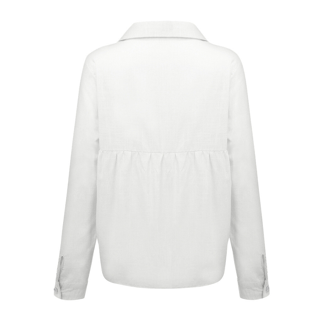 Women’s Long Sleeve Cotton Linen Shirt Elegant Casual Button Down Blouse Tops