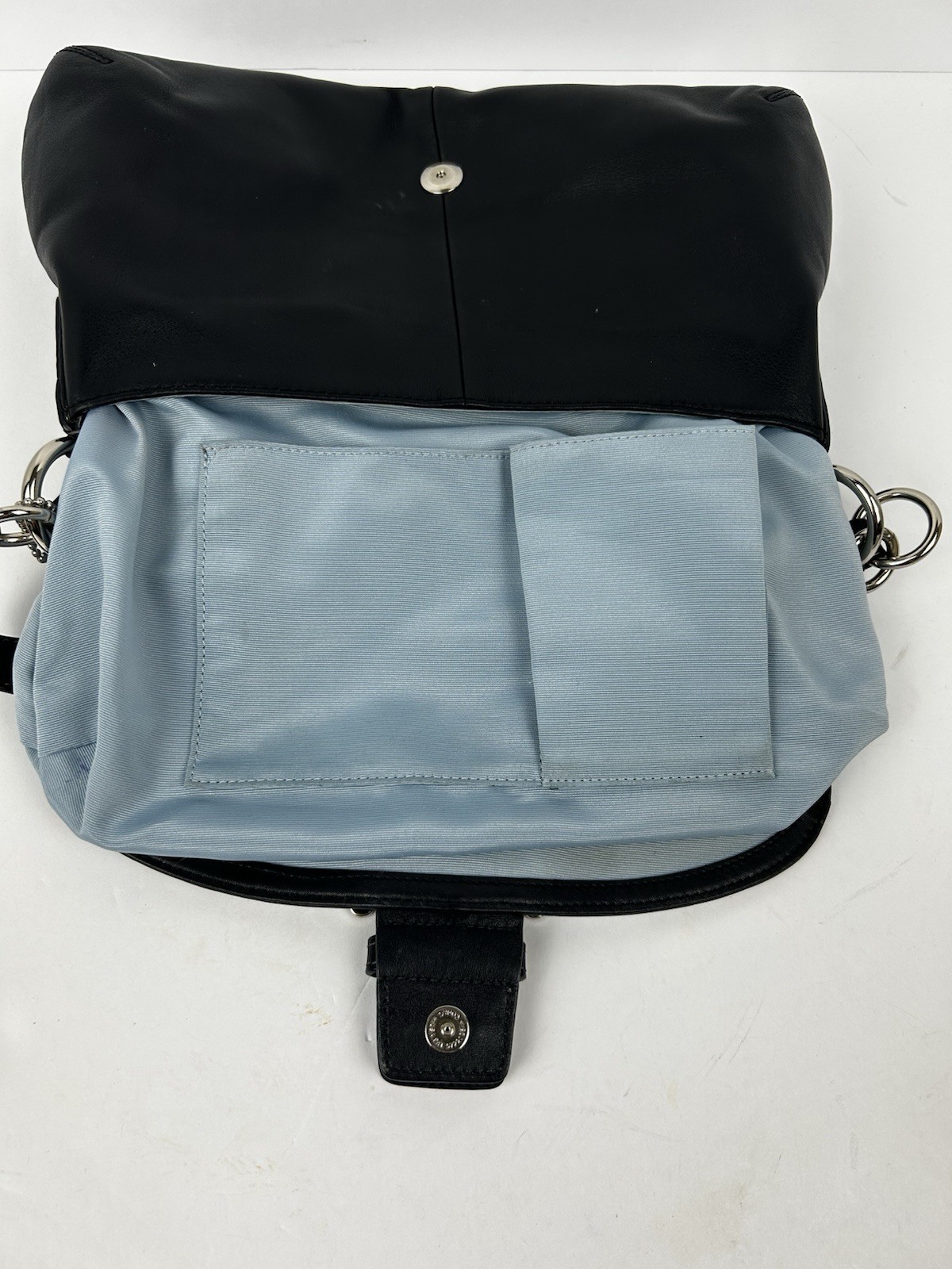 Coach Vintage Black Pleated Soho Y2K Soft Leather w/Buckle Shoulder Bag Flap