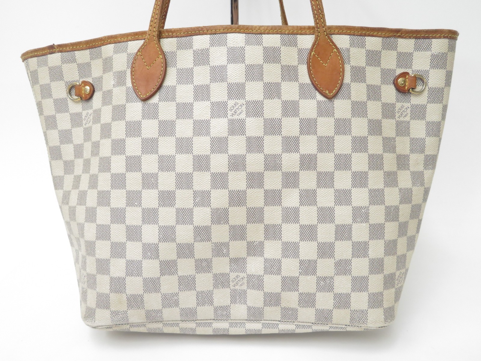 Authentic Louis Vuitton Damier Azur Neverfull MM Shoulder Tote Bag F#51574