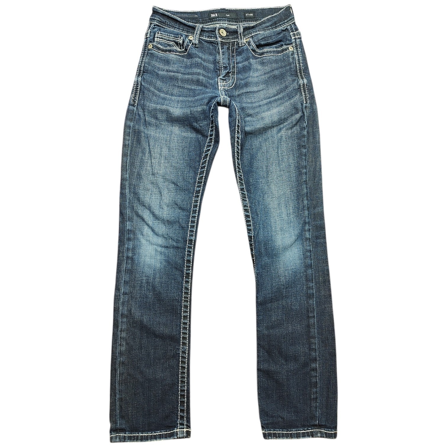 BKE Alec Straight Mens Tag 27×30 Blue Denim Jeans Slim Straight Jeans