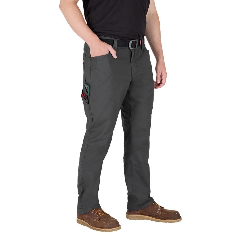Milwaukee Men’s 36 in. x 30 in. Gray Cotton/Polyester Work Pants with 7 Pockets