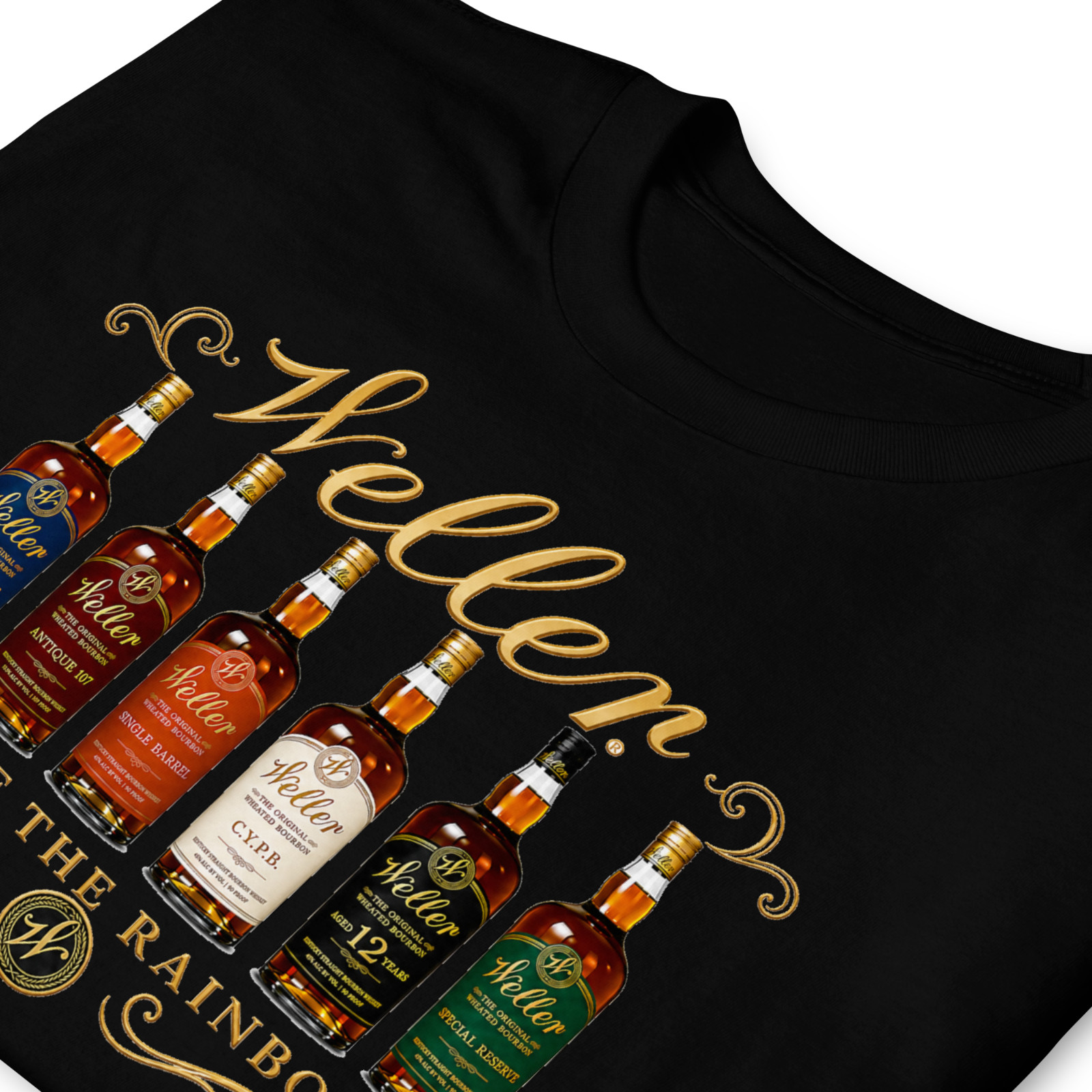 Weller Taste The Rainbow Bourbon Whiskey Graphic T-Shirt Men’s Black Tee Gift