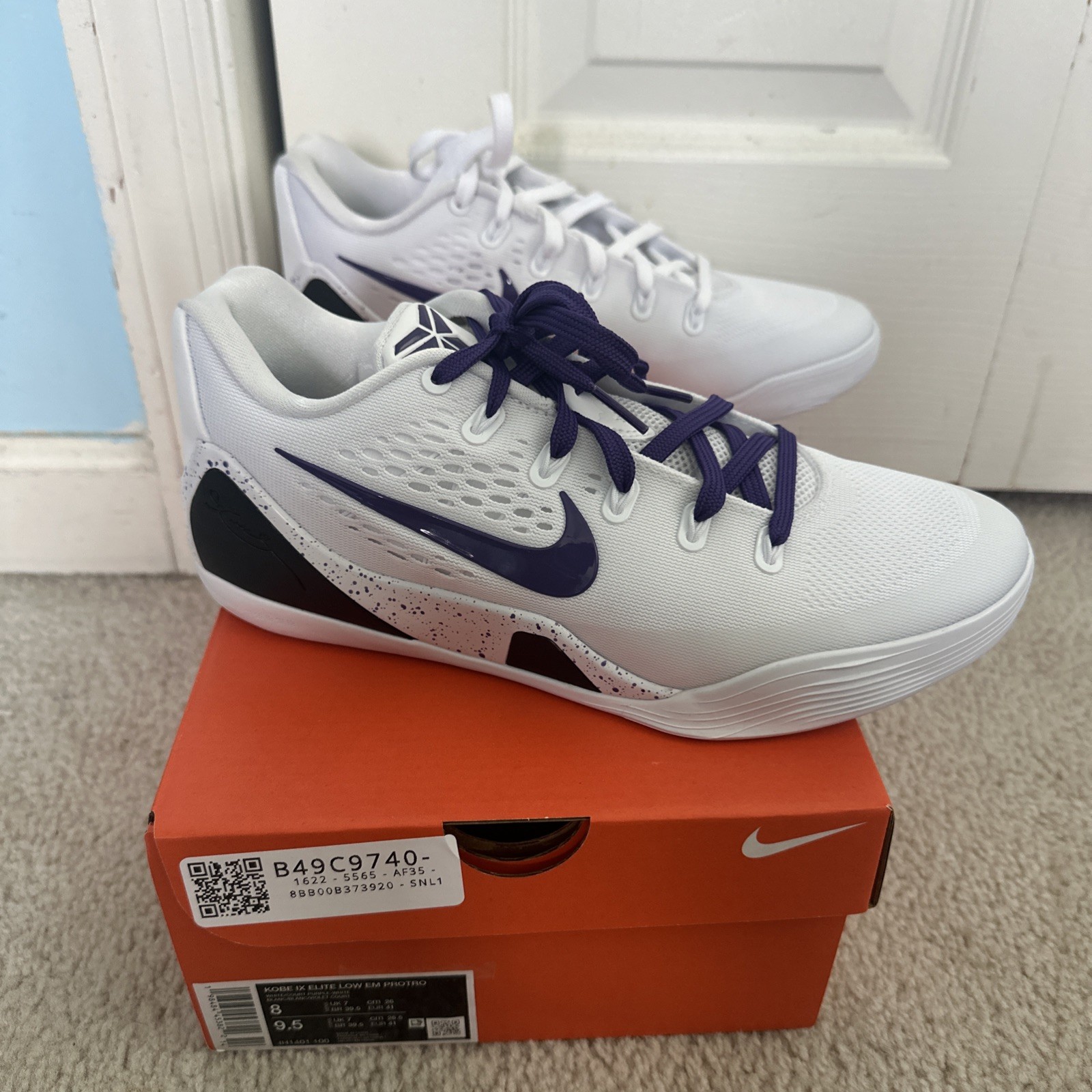 Kobe 9 Elite EM Protro White/Purple Size 8