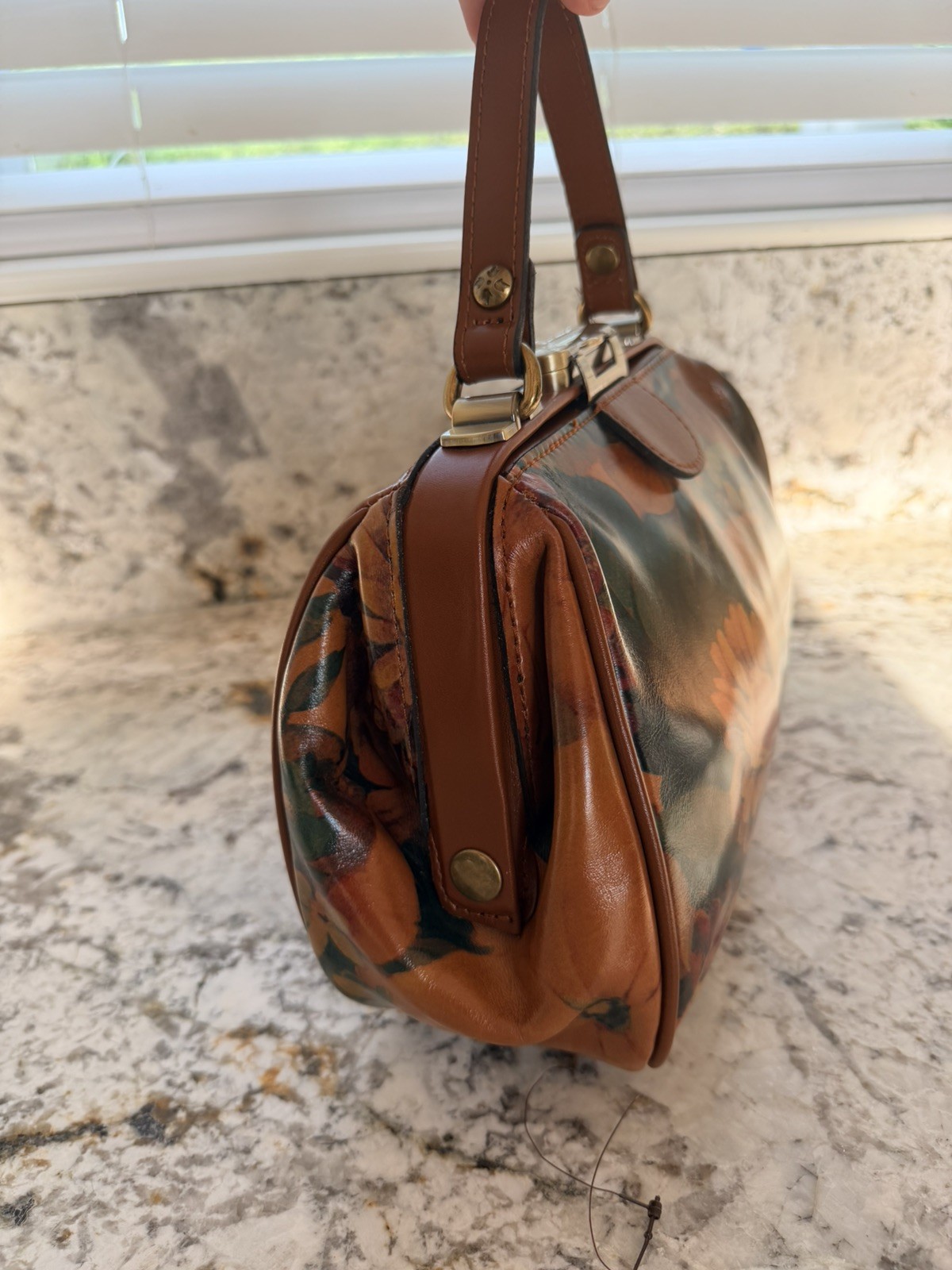 NWT Patricia Nash Gracchi Leather MULTICOLOR Satchel Crossbody Bag with strap
