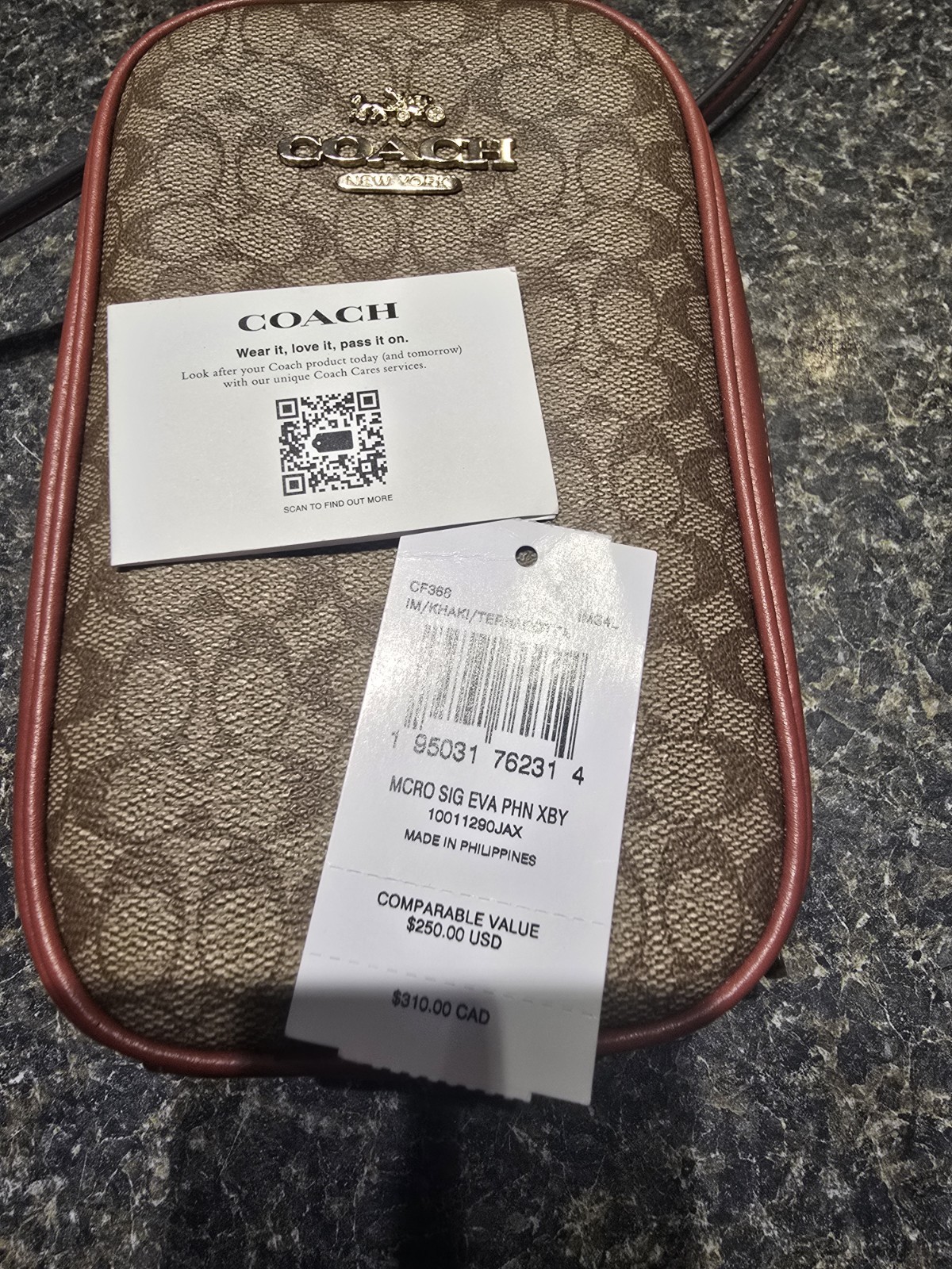 Coach Micro Signature Eva Crossbody Bag Khaki/Terracotta