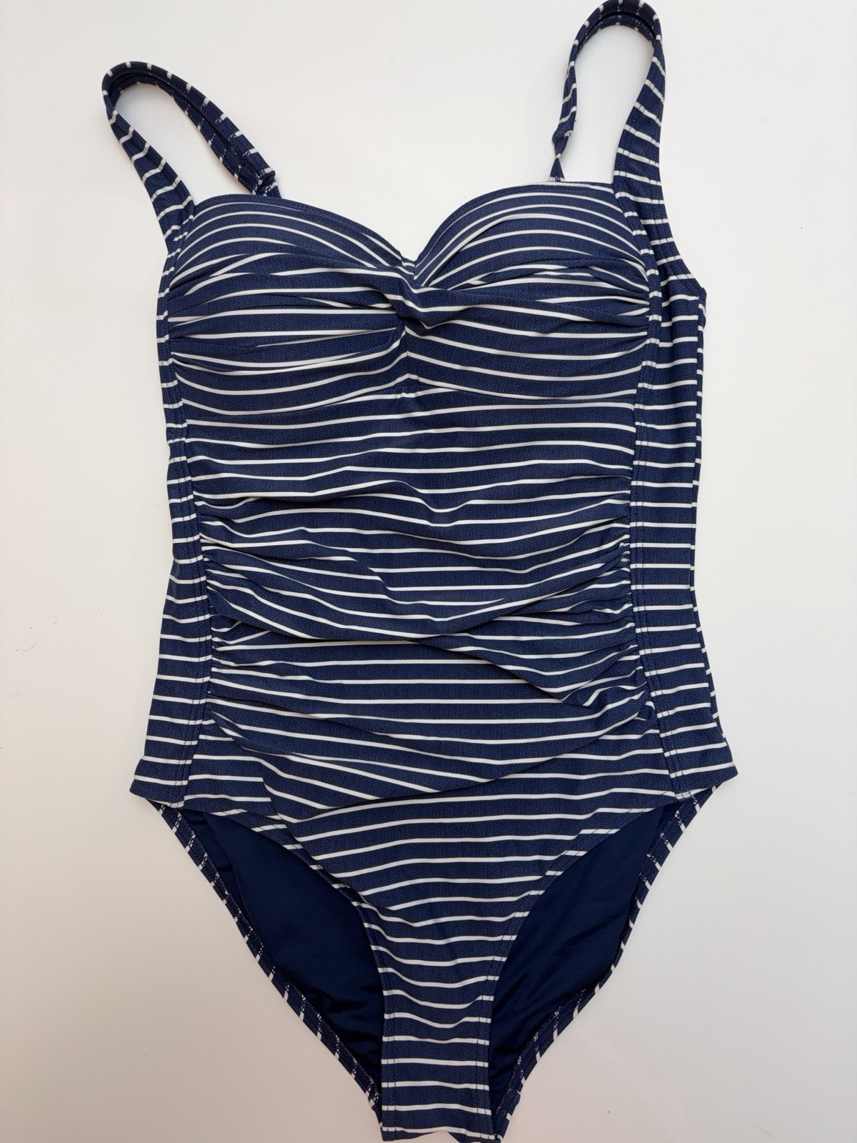 Niptuck Swim Blue White Striped One Piece Swimsuit Multi Fit Cup Tummy Control