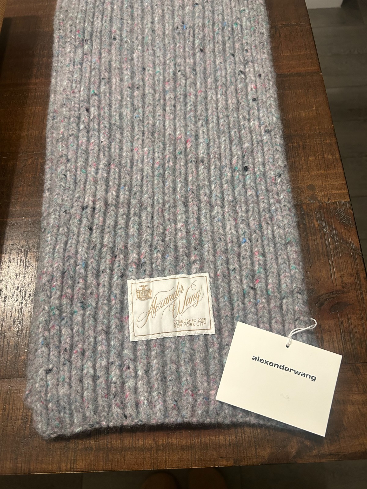 alexander wang Grey Mouline Tweed Knit Scarf NEW WITH TAGS