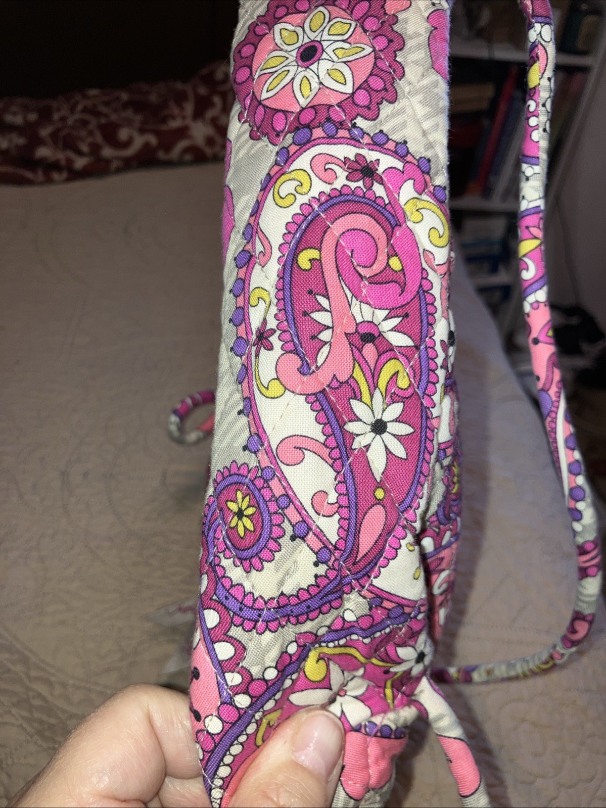 VERA BRADLEY Pink “Paisley Meets Plaid” Quilted Drawstring Cinch Backpack-Clean-