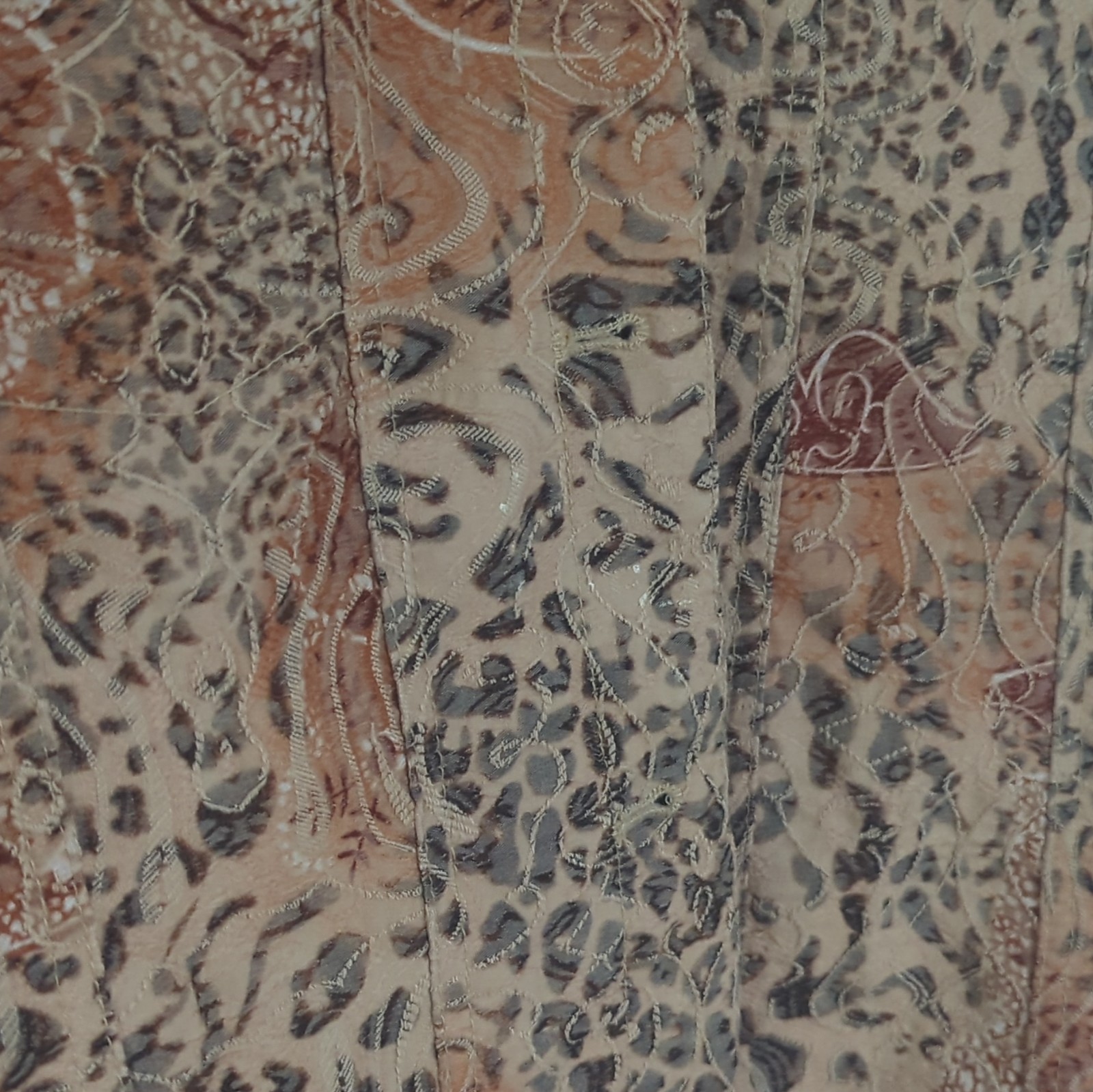 Analogy Womens Brown Animal Print Collared Button-Up Long Sleeve Top M
