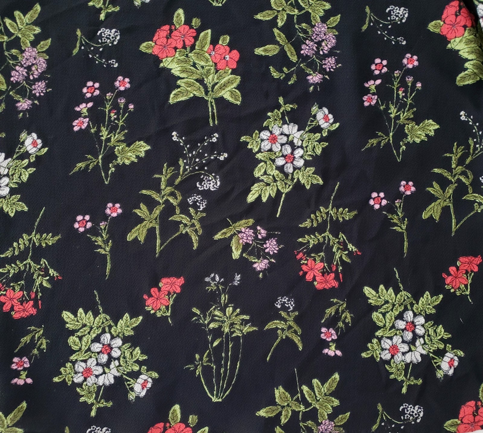 Nordstrom Leith Womens Size Medium Black Floral Blouse Top Long Sleeve Red Green