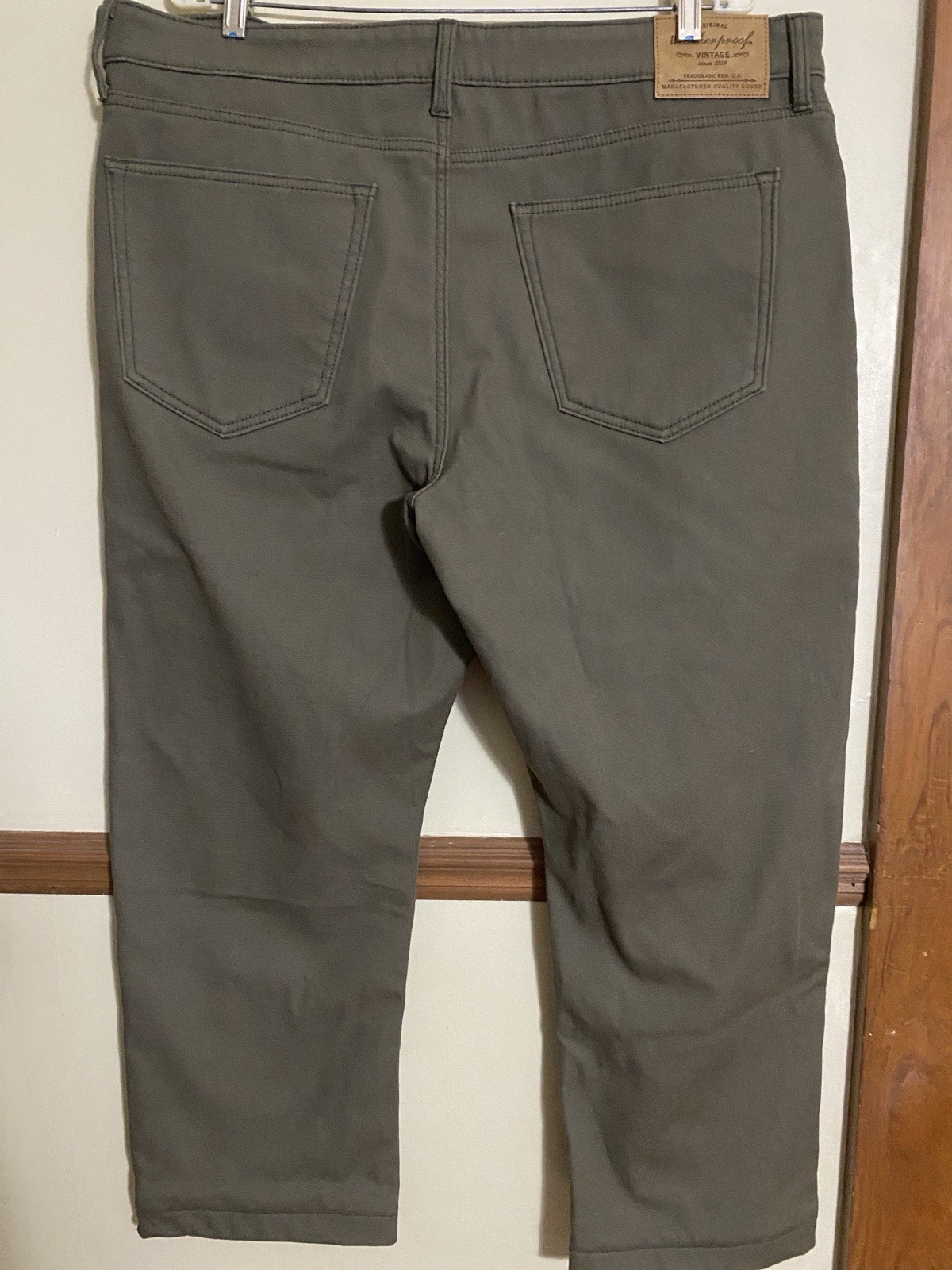 Weatherproof Lined Regular Fit Olive Men’s Vintage Pants Cotton Blend 40×30