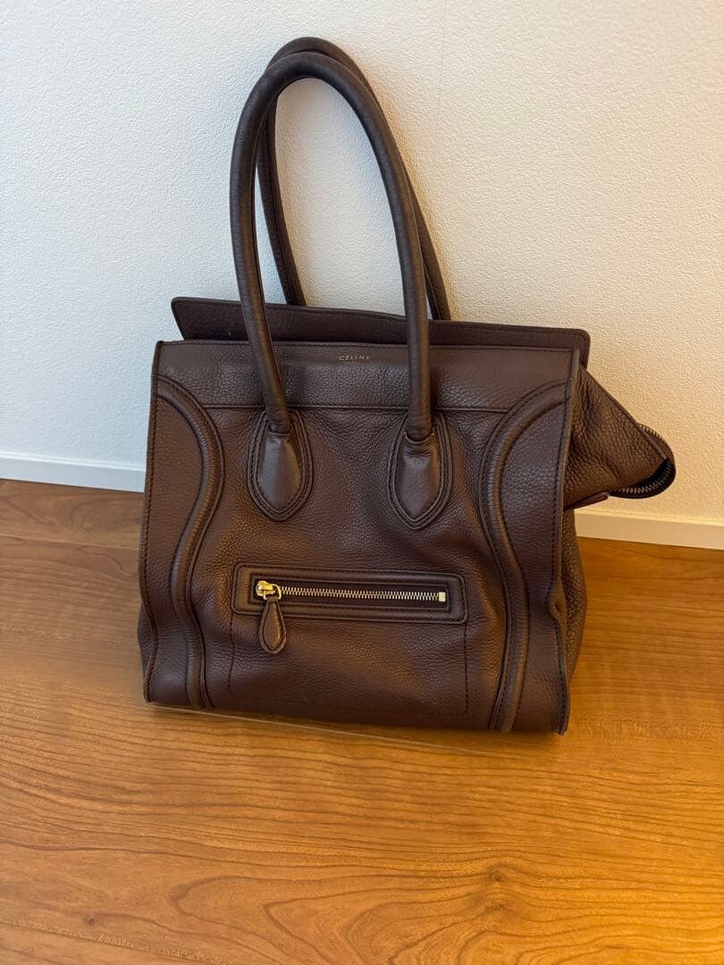 CELINE Luggage Mini Drummed Calfskin Leather Vintage Tote Authentic From Japan