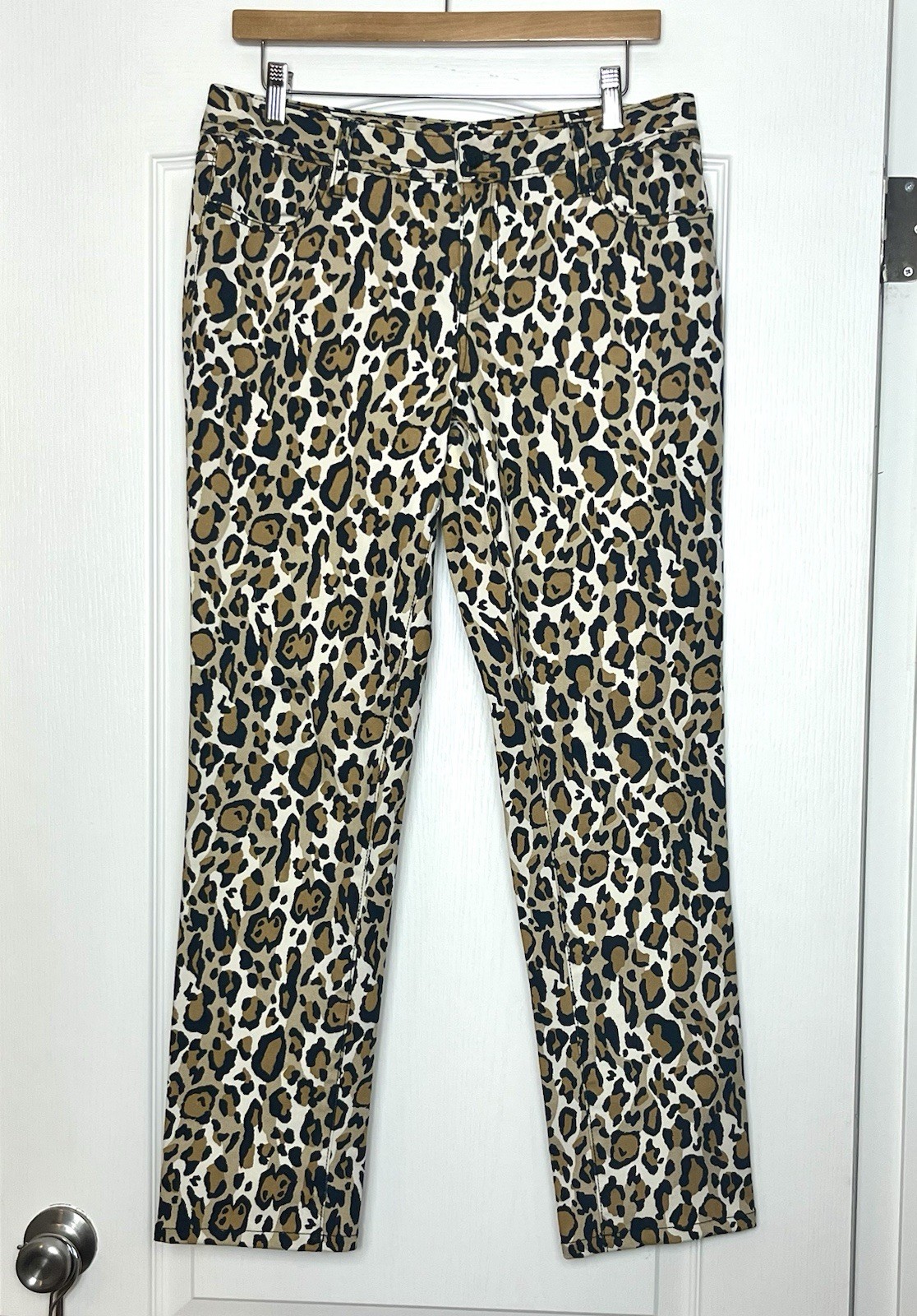 Tory Burch Leopard Animal Print Super Skinny Jeans 31” Waist Low Rise Designer