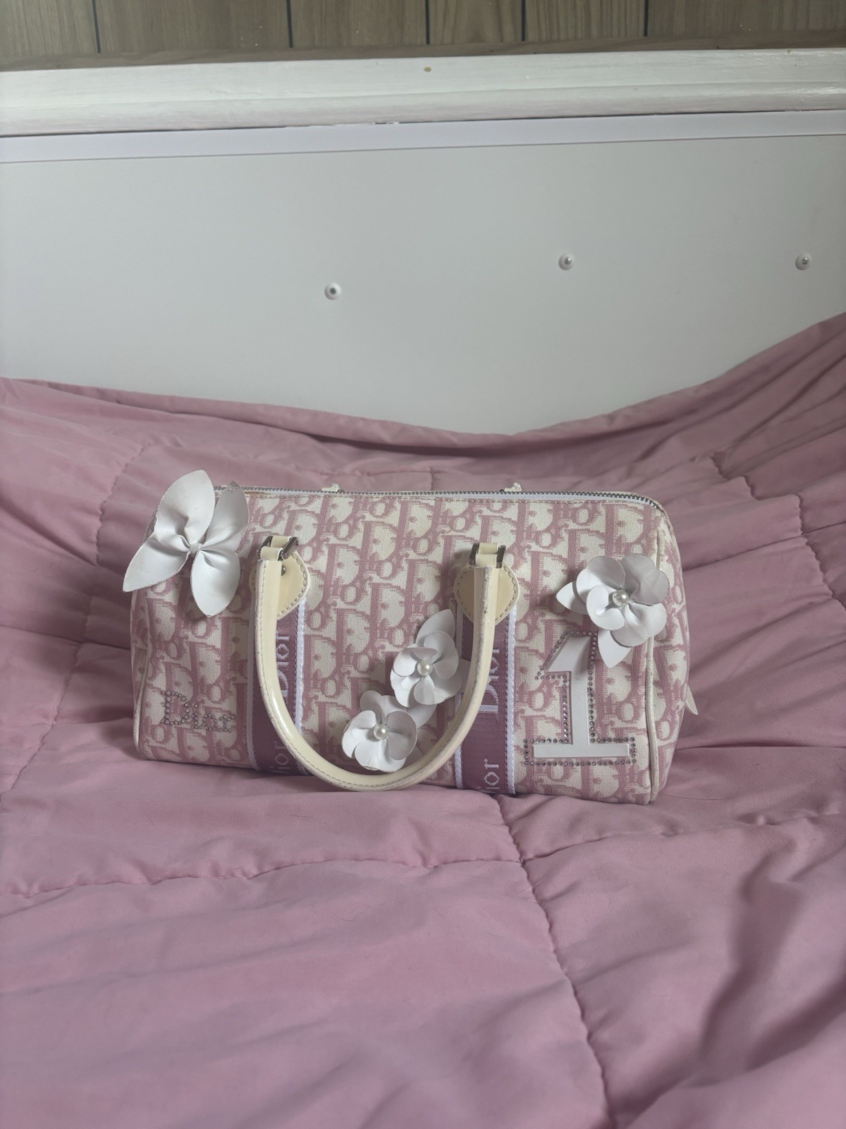 Christian Dior Diorissimo Pink Boston Trotter Logo Handbag Tote Vintage Y2K