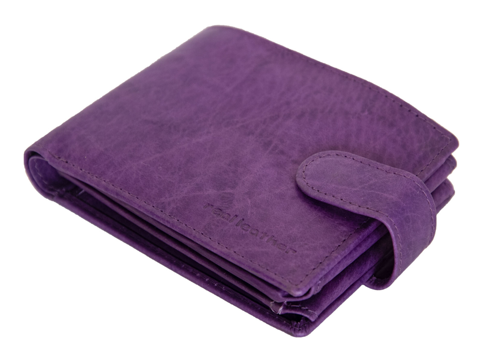 26 Card slots✠NEW MENS Real Leather 4 fold wallet✠Easily find cards✠Clasp✠PURPLE