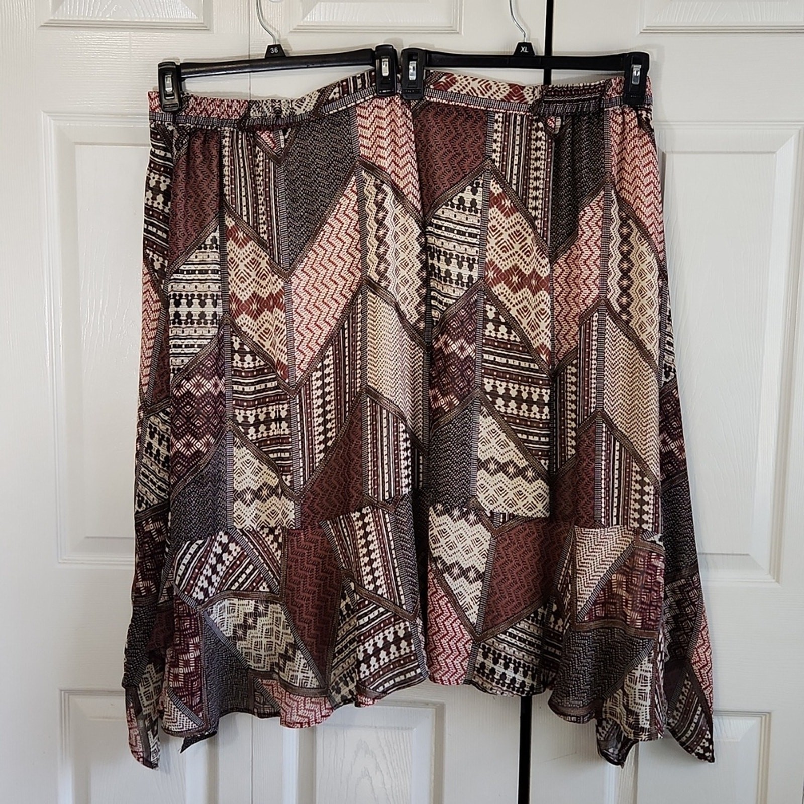 Catherines Multi-Colored Patchwork Skirt Size 4X Lined Boho Peasant Side Zip