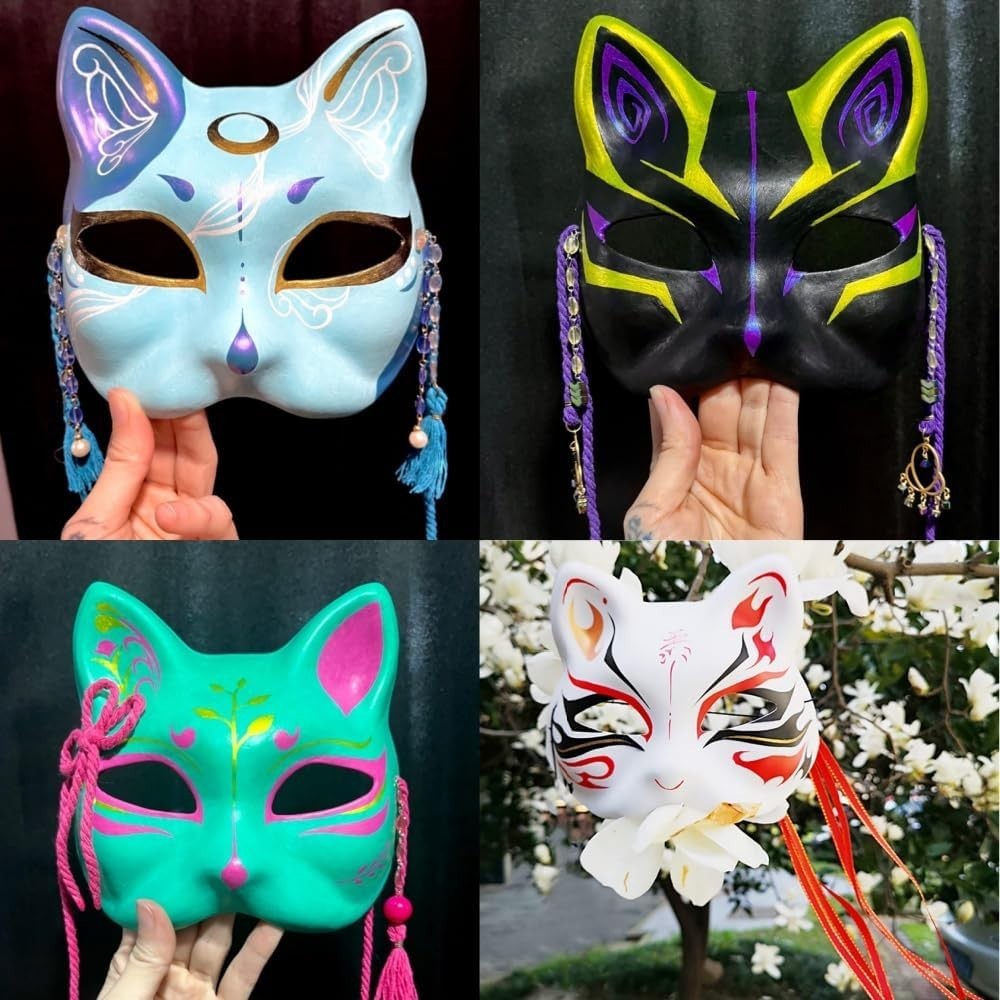5 Blank Cat Masks for DIY Creativity – Elegant Masquerade & Cosplay Accessories