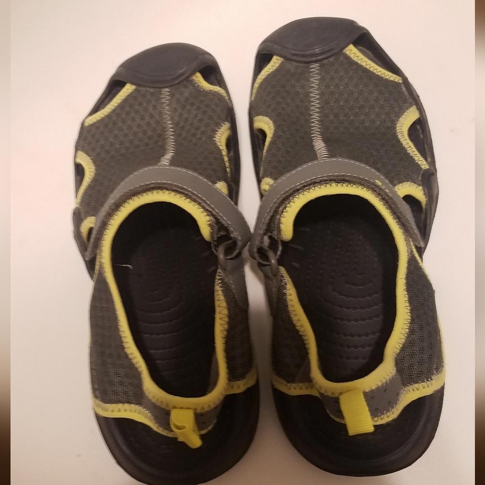 Crocs Gray and Yellow Sandals 9M