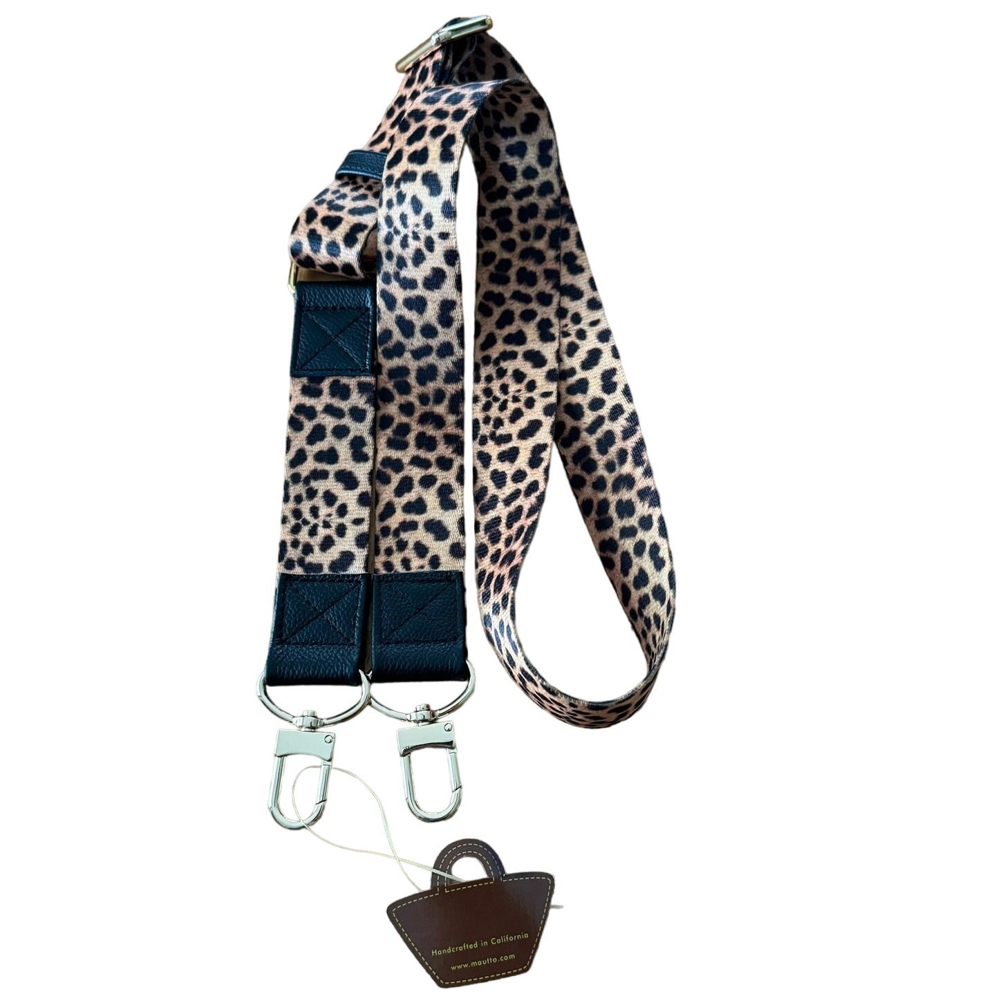 New Mautto Cheetah Leopard Print Handbag Strap 1.5″ Wide 48″ Long Gold Tone