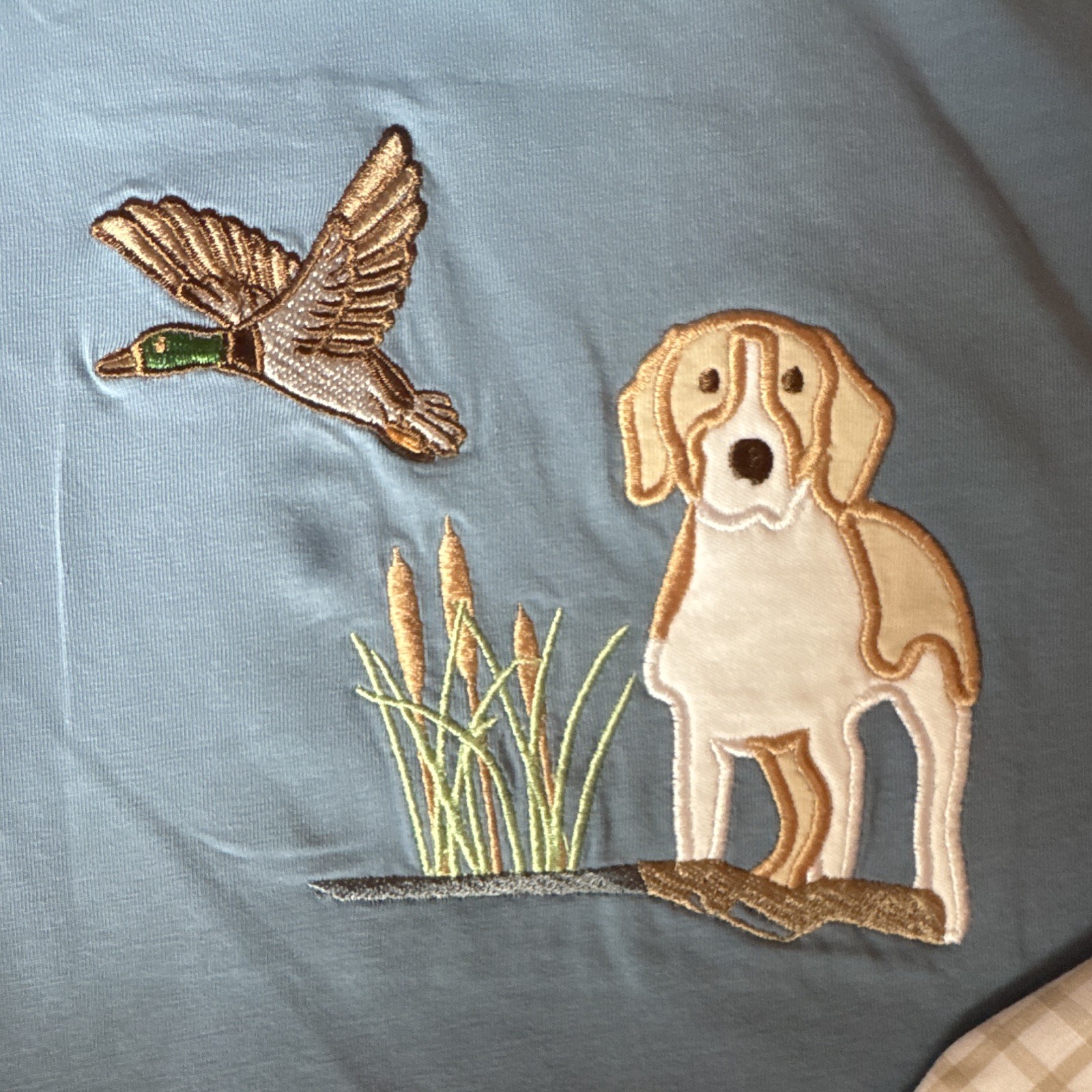 Three Sisters Embroidered Dog/Duck Blue Shirt & Check Pants Set, Boys 3T