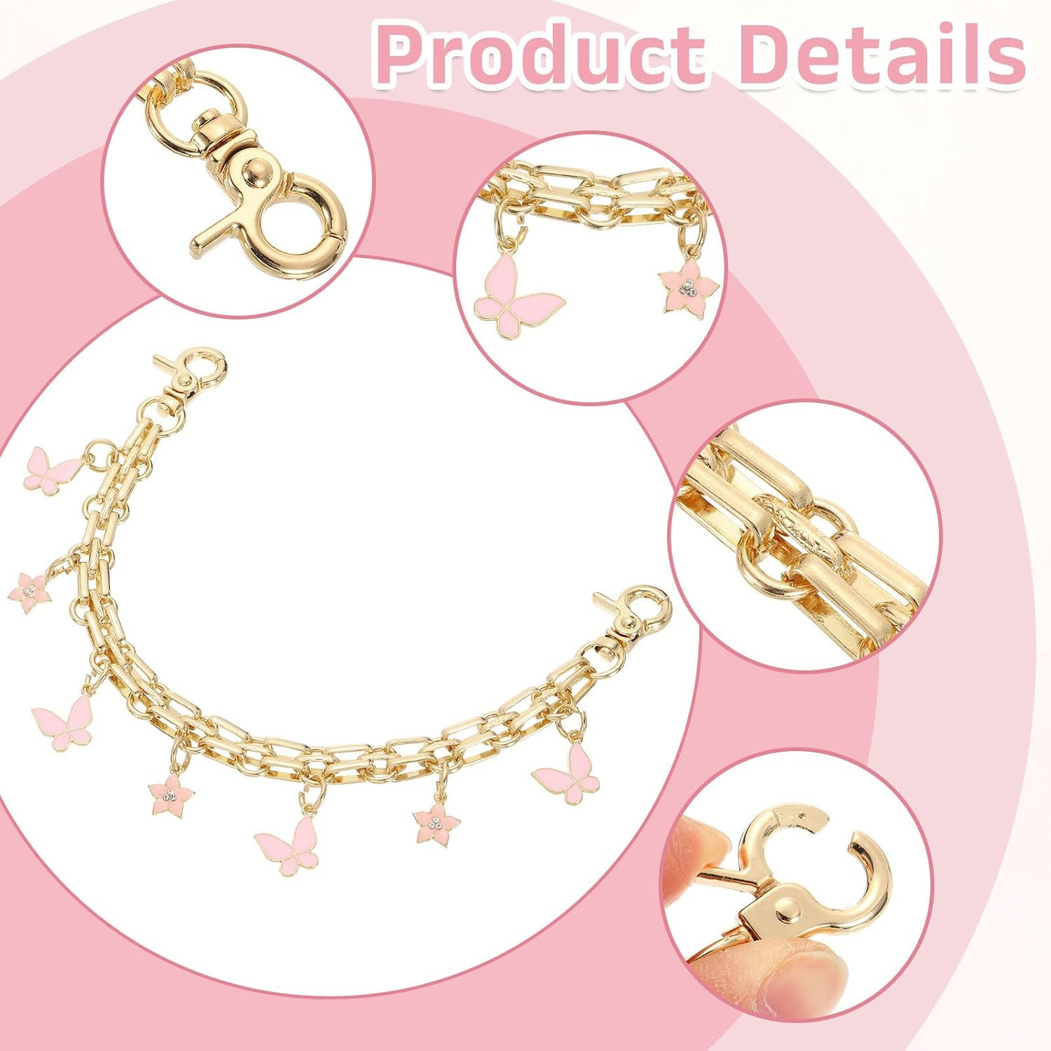 2Pcs 10″ Purse Extender Chain Straps, Bag Accessories Charm for Women Handbags H
