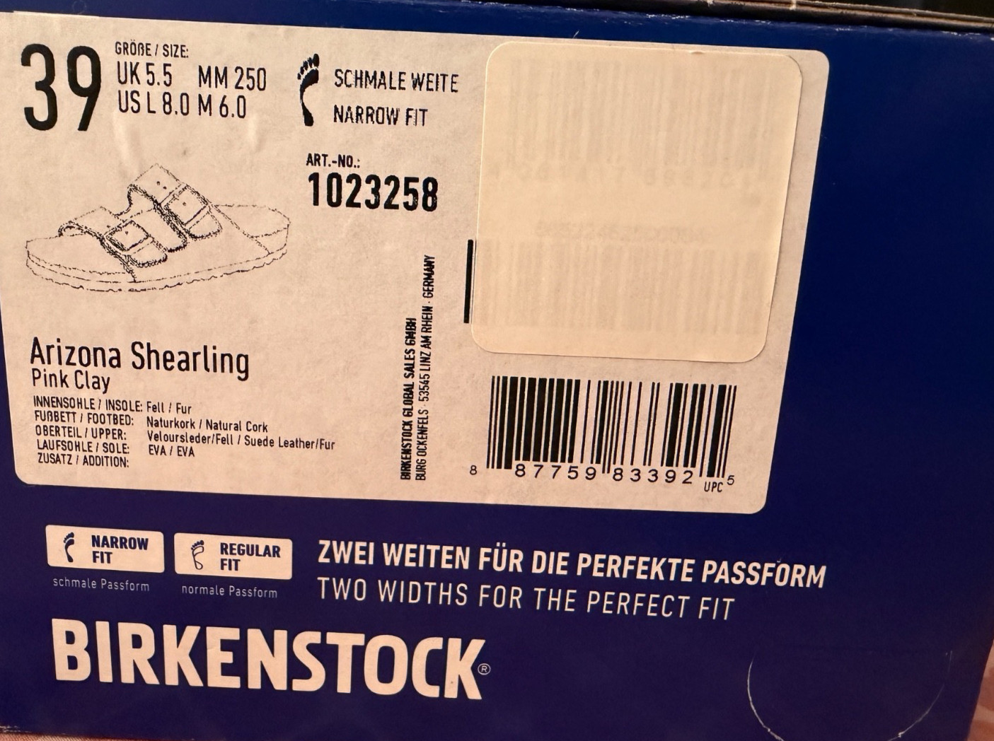 Birkenstock Arizona Shearling sandals Pink Clay size 39 (US 8-8.5) w/box used