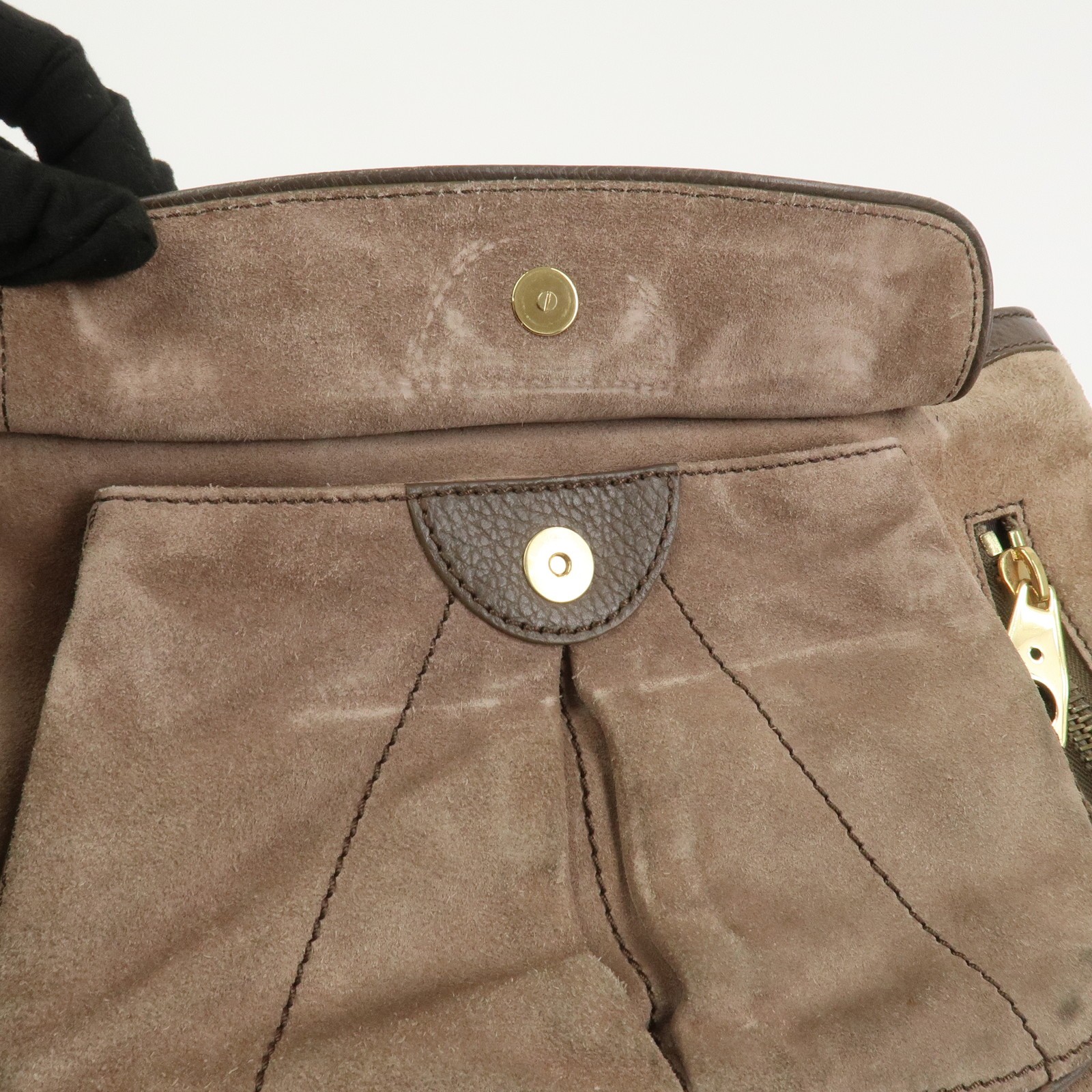 CELINE Boogie Bag Suede Leather Hand Bag Beige Brown Authentic Used F/S