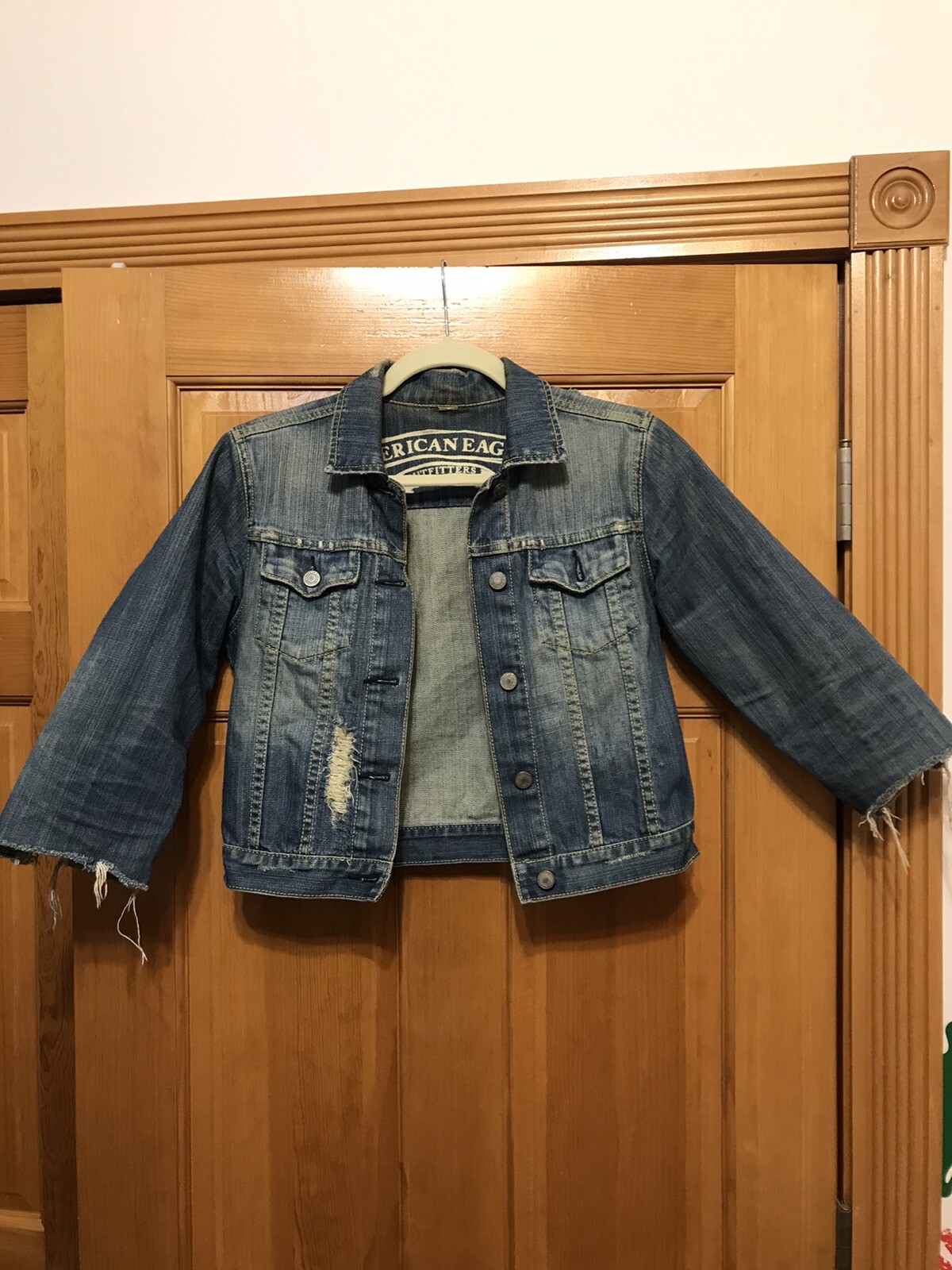 American Eagle Outfitters Womens Jean Jacket Size M 100% Cotton RN#54485 Ca03873
