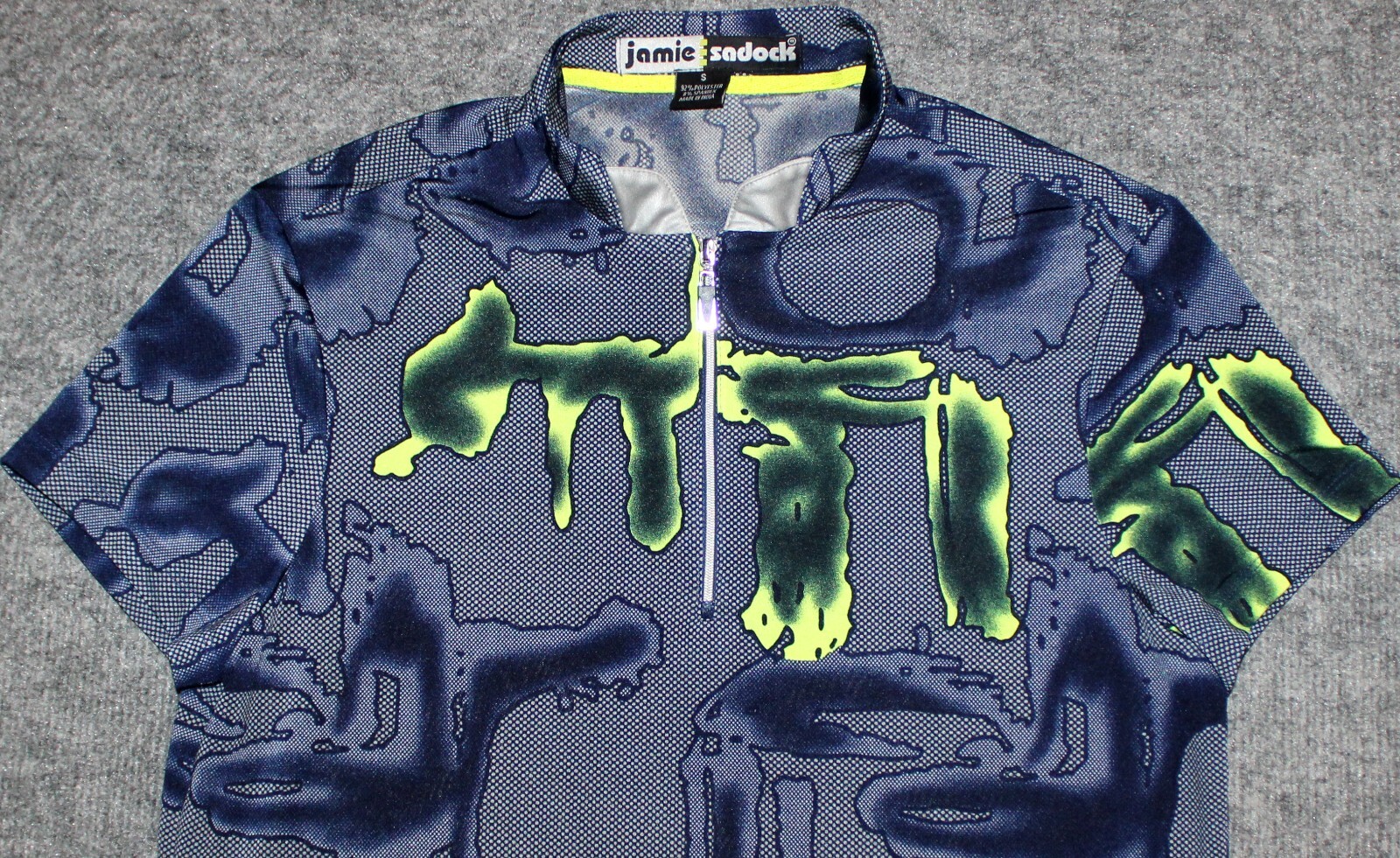 JAMIE SADOCK KIKI SIGNATURE 1/4 ZIP TOP 92121 Shadow Print Golf Blue sz S Shirt
