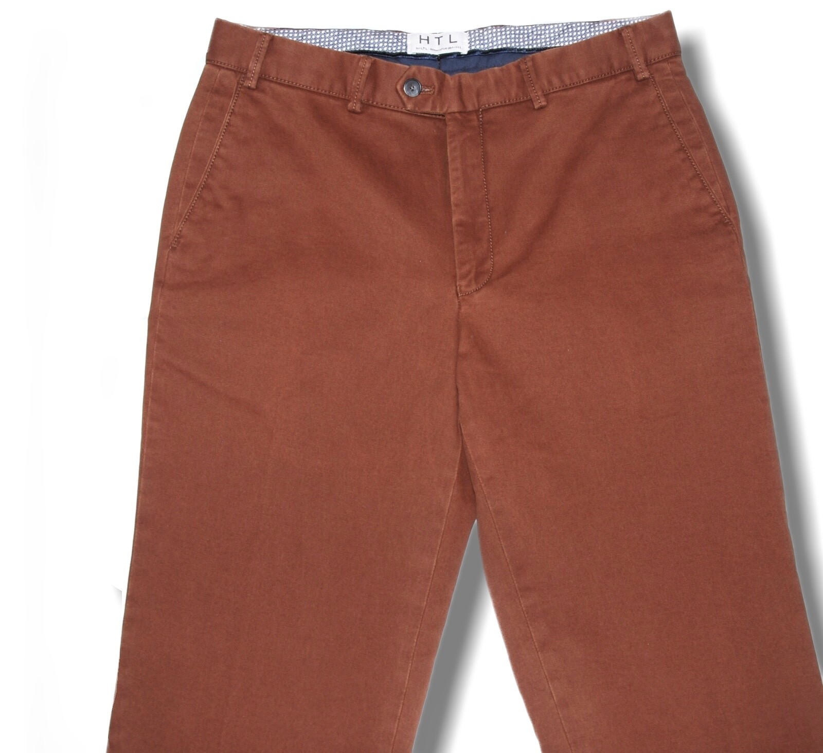 HILTL HTL Men’s 33 Unfinished Brown Dustin So. Chino Pants Flat Front Trousers