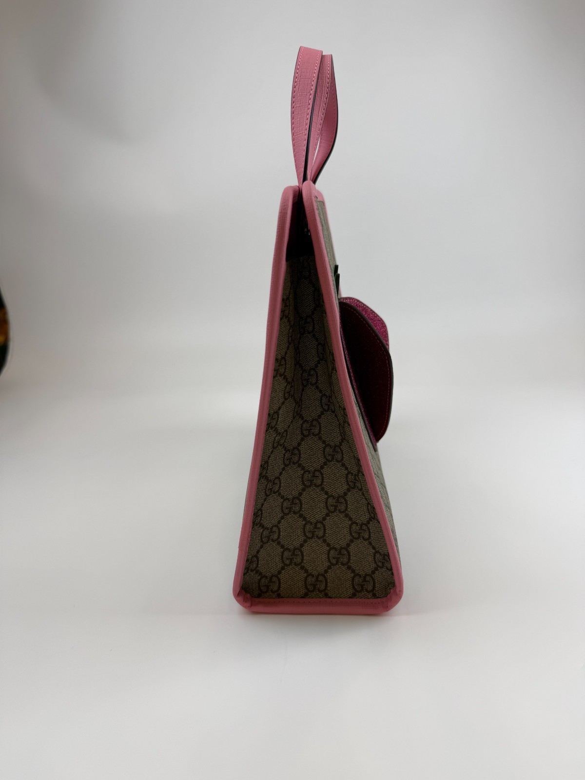 Gucci Kids GG Supreme 3D Strawberry Tote Handbag Pink Leather Trim