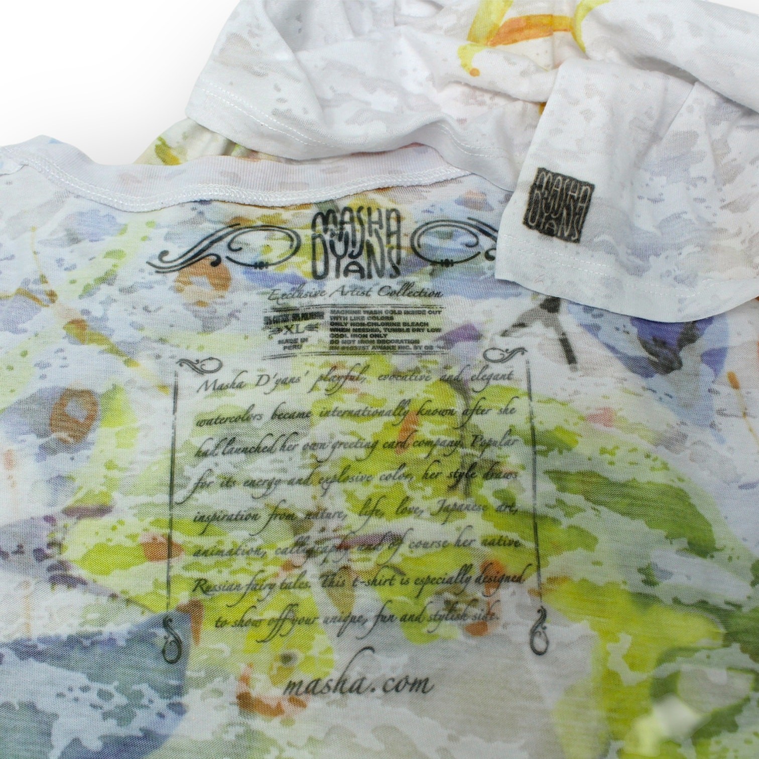 Masha Dyans Butterfly Dragonfly Union T Shirt XL Watercolor Graphic Slub