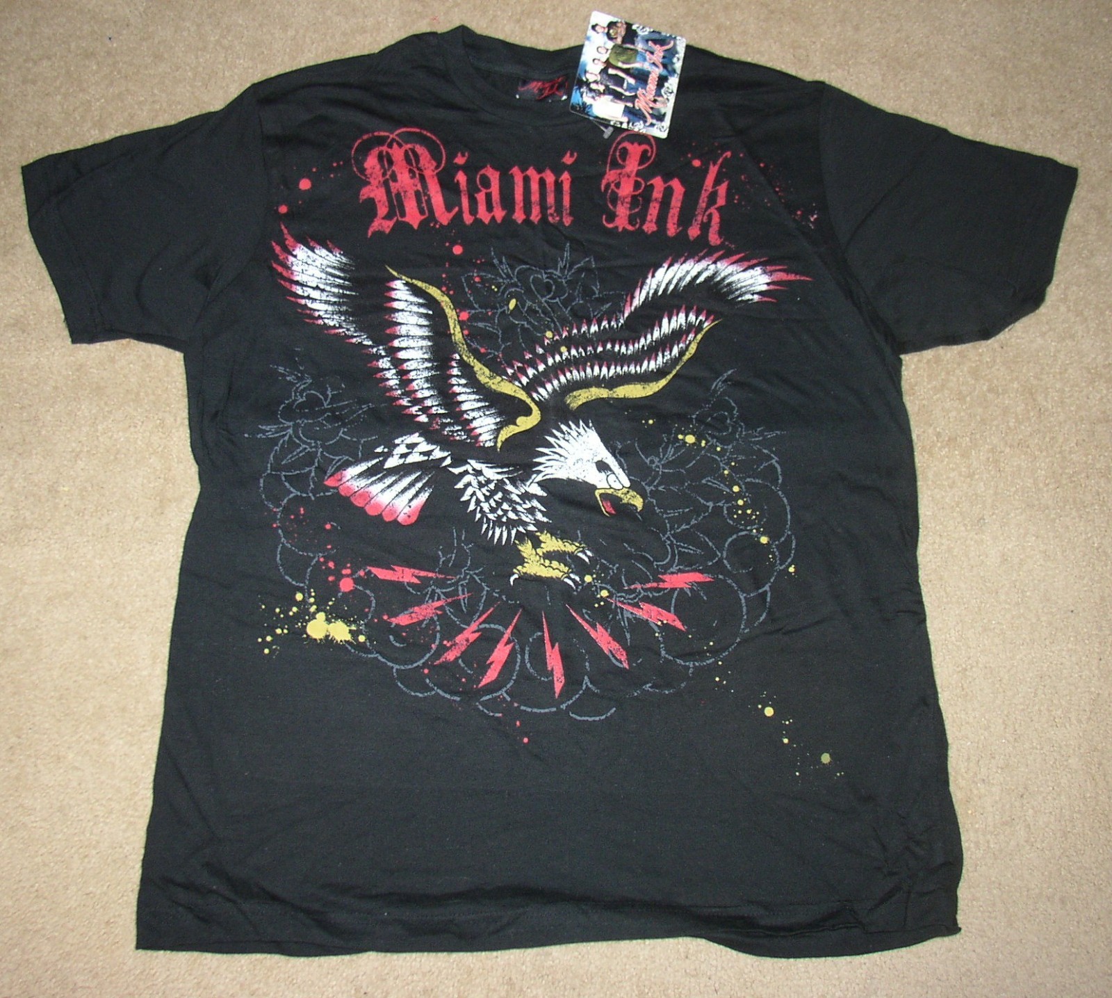 Miami Ink Vintage 2007 Y2K Eagle T Shirt SZ Mens LARGE Tattoo NOS