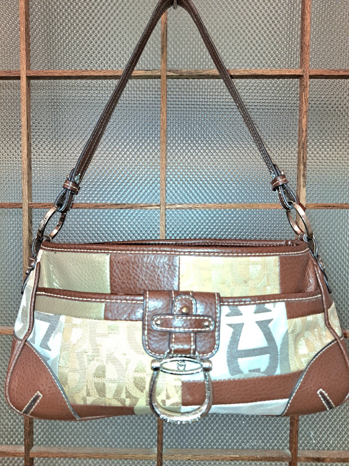 VINTAGE ETTIENNE AIGNER 12.6 x 6.25 x 4 in. PATCHWORK VERY GENTLY PRE-OWNED