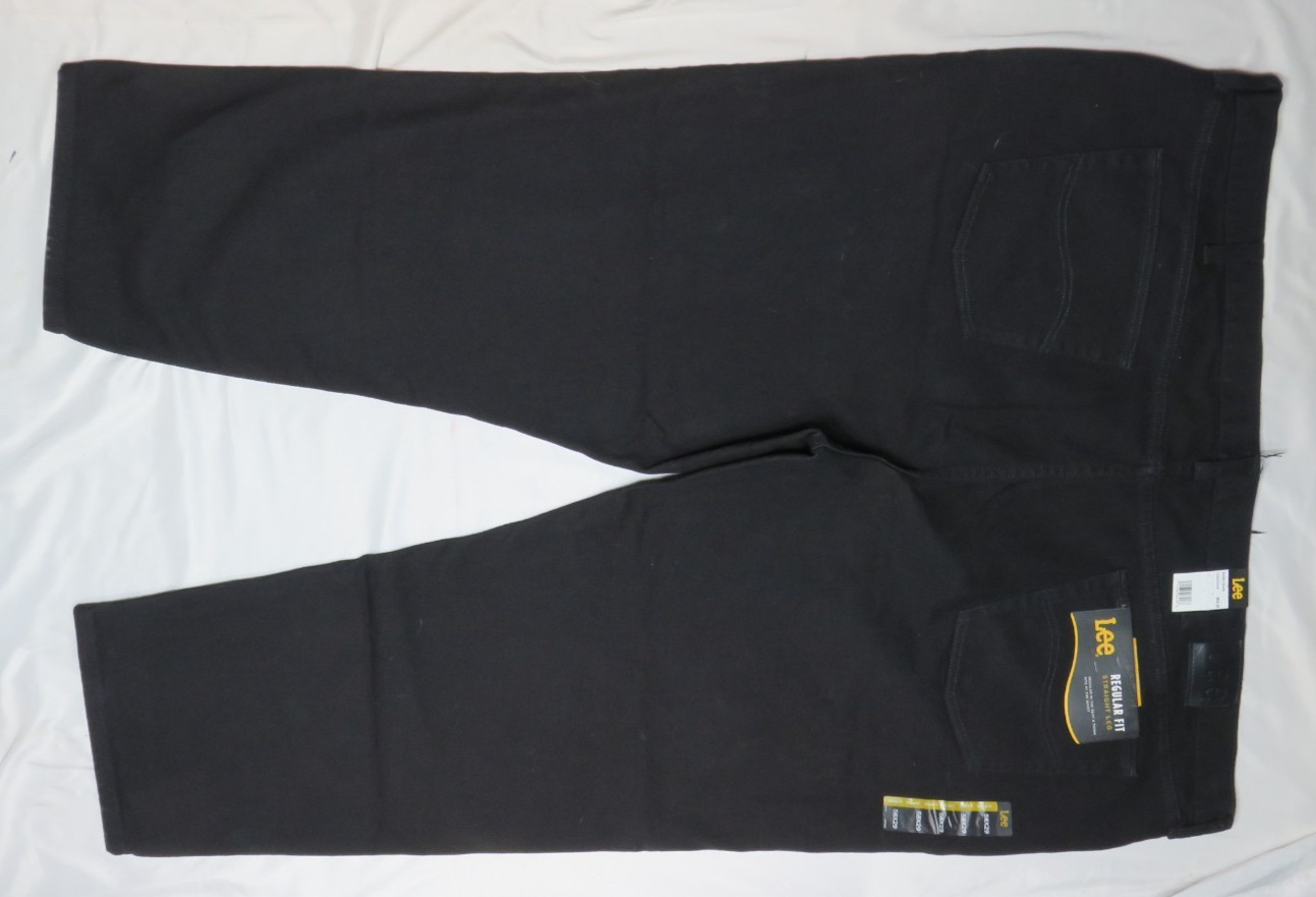 LEE MEN DOUBLE BLACK JEAN 58X29 REGULAR FIT STRAIGHT 100% COTTON DENIM NEW NWT