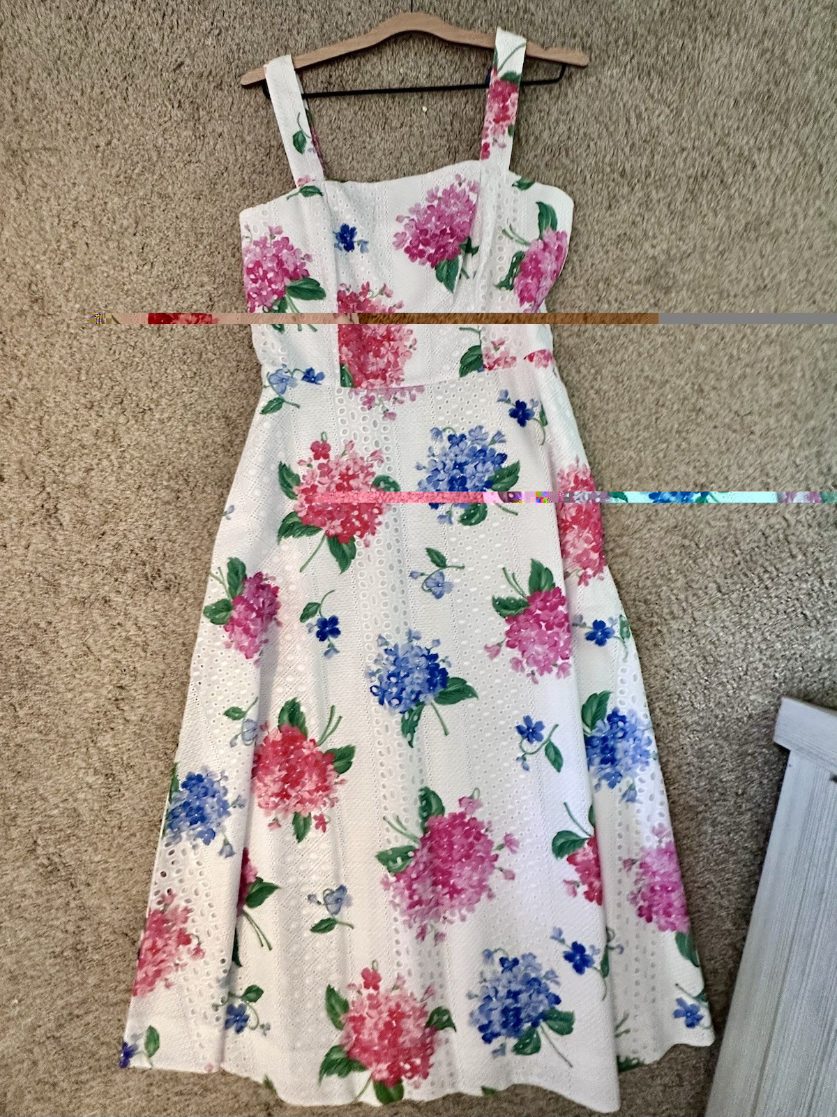 Draper James Fit & Flare Midi Dress Square Neck Lace Floral White Size 8