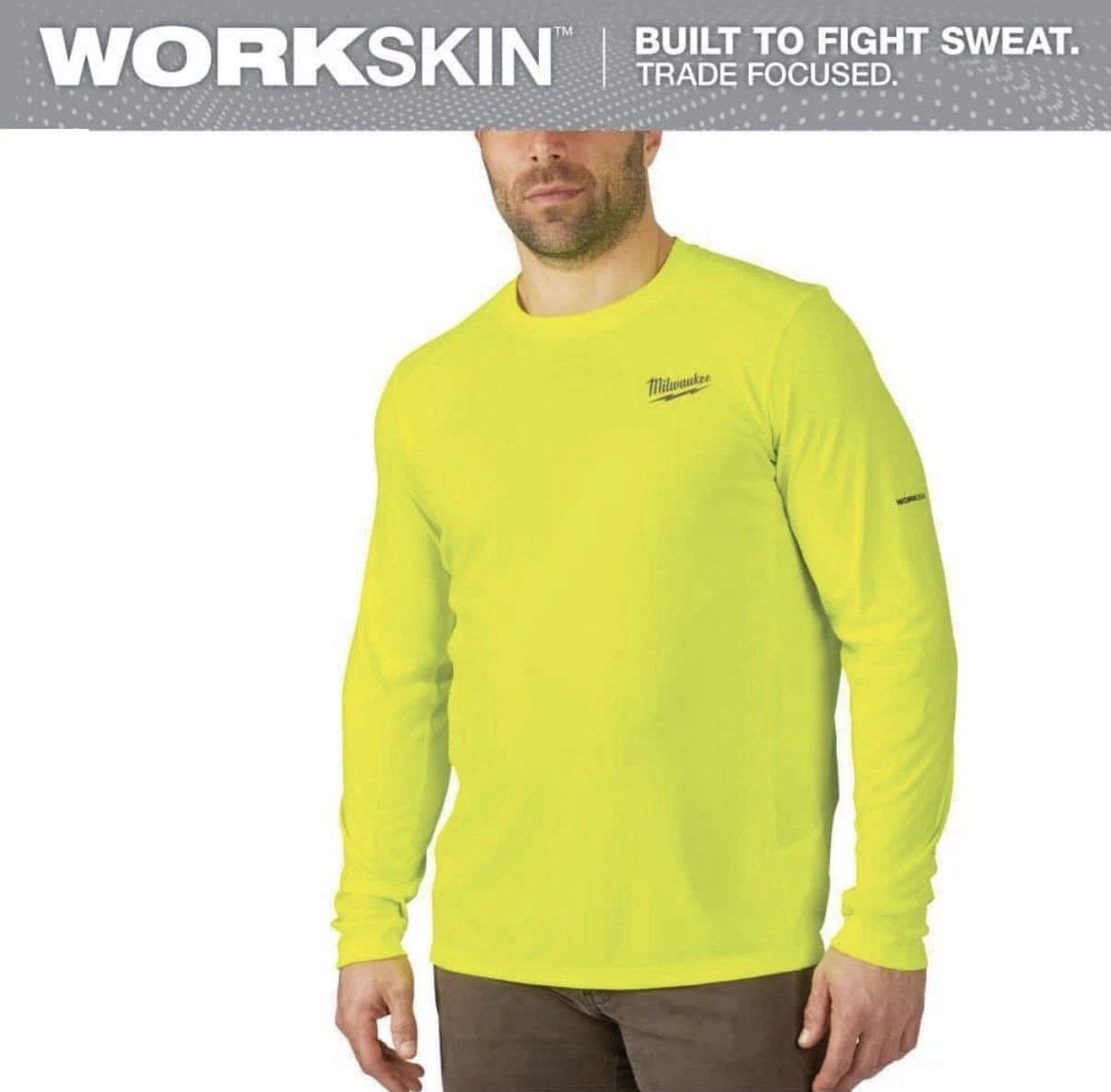 Milwaukee Men’s XL Hi-Vis WORKSKIN Lightweight Performance Long-Sleeve T-Shirt