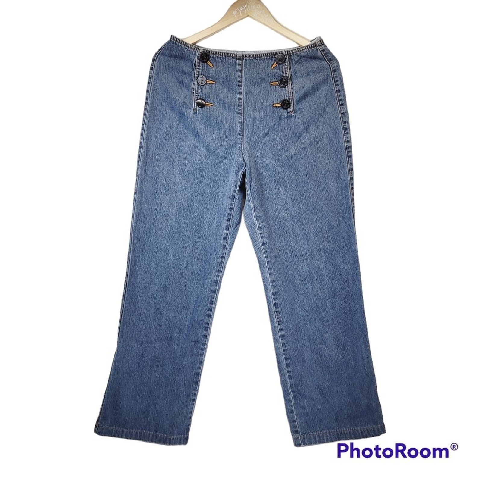* Liz clairborn lizwear jeans 10 straight leg high waist button front medium