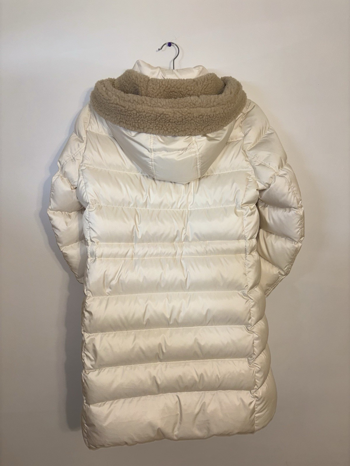 Authentic Coach Winter Goose Down Coat Cream/Ivory Womens Sz Medium Sherpa Hood