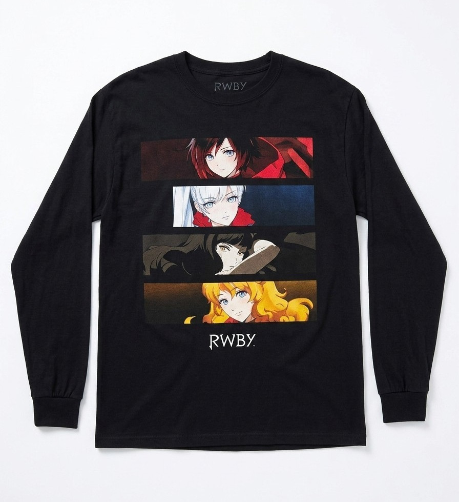 RWBY Graphic Print Long Sleeve T-Shirt Men’s M Black Ruby Rose Anime Cartoon Tee