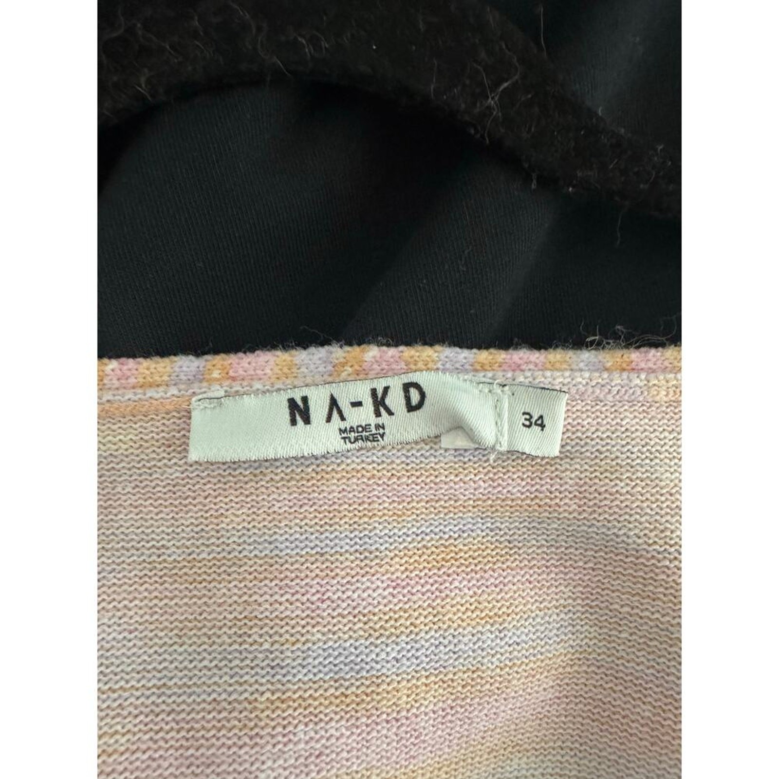 NA-KD Pastel Tie Front Cropped Knit Cardigan Pink Multicolor Sweater Size 34 XS