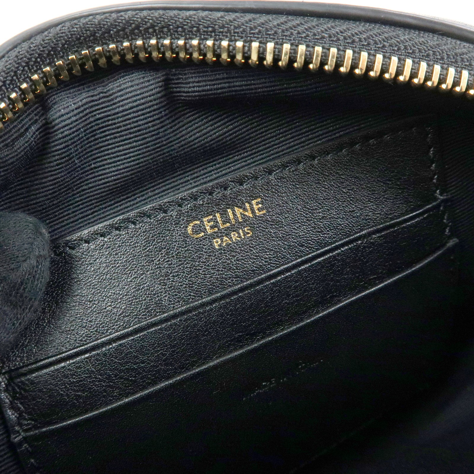 CELINE C Charm Leather Shoulder Bag Crossbody Bag Camera Bag Black Auth Used F/S