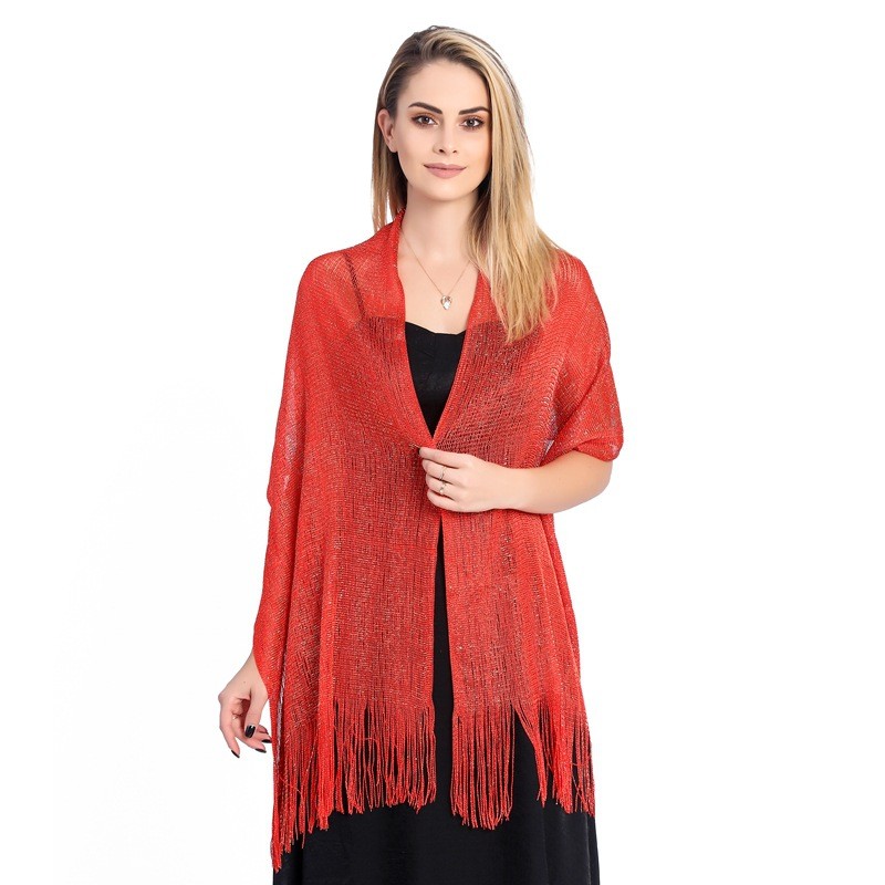 Women’s Wedding Evening Shawl and Wrap Glitter Party Dresses Scarf with Fringe