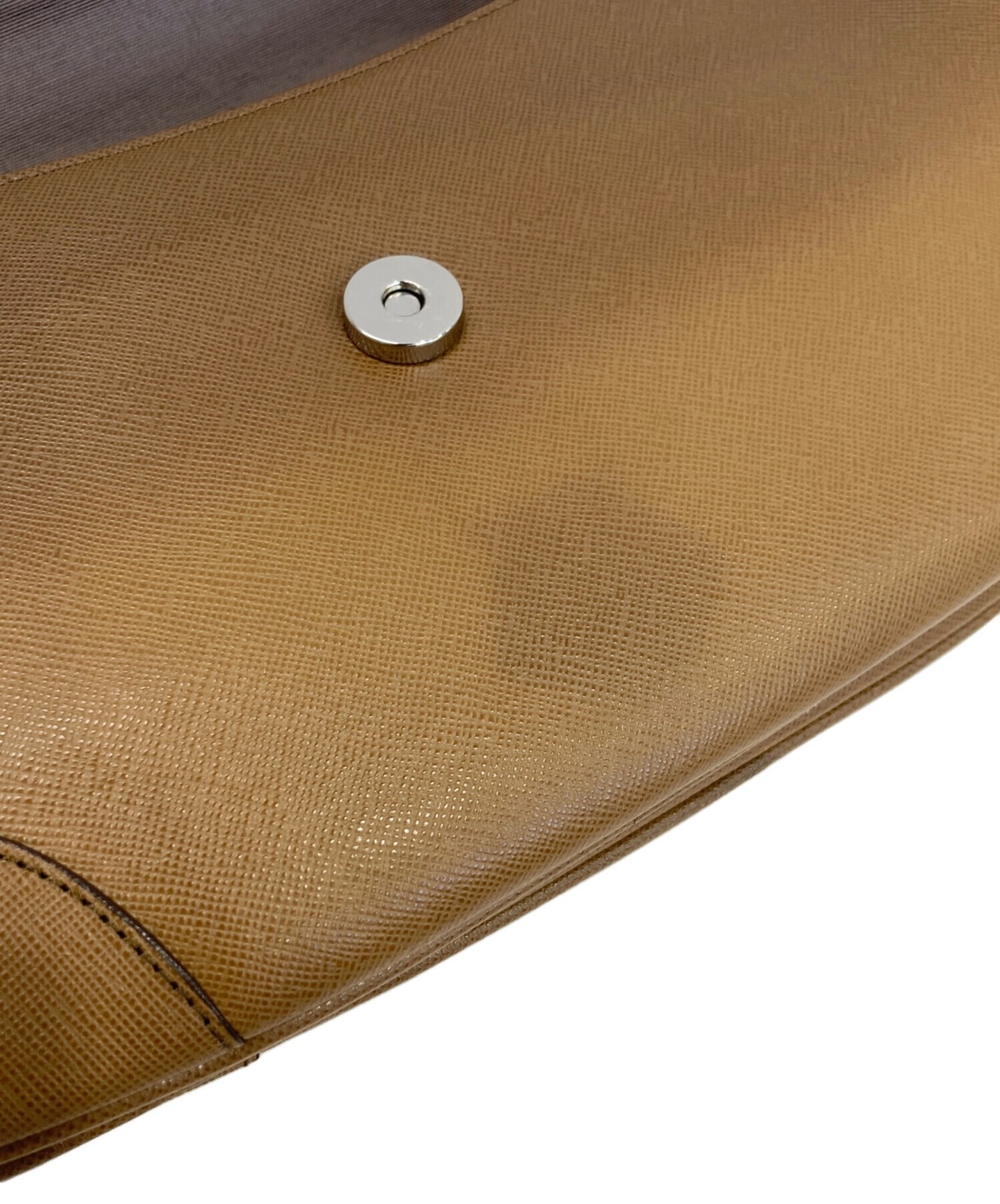 Burberry Logo Plate Brown Shoulder Bag Women Silver Auth