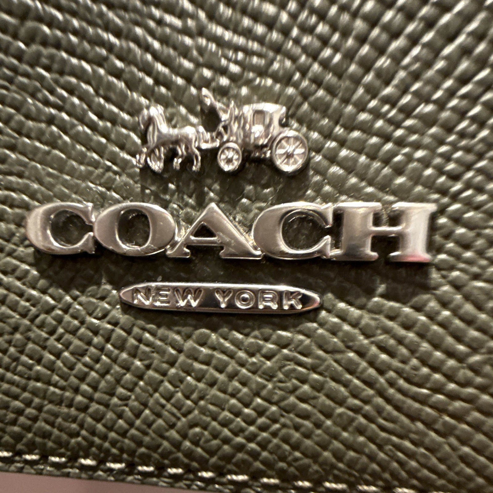 Coach Olive Green Small Crossbody Bag Zip Closure Detachable Strap Silver HW